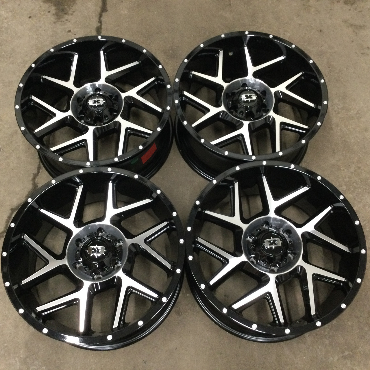 Set 4 20" Vision 360 Sliver Gloss Black Machined Face Wheels 20x12 6x135 -51mm