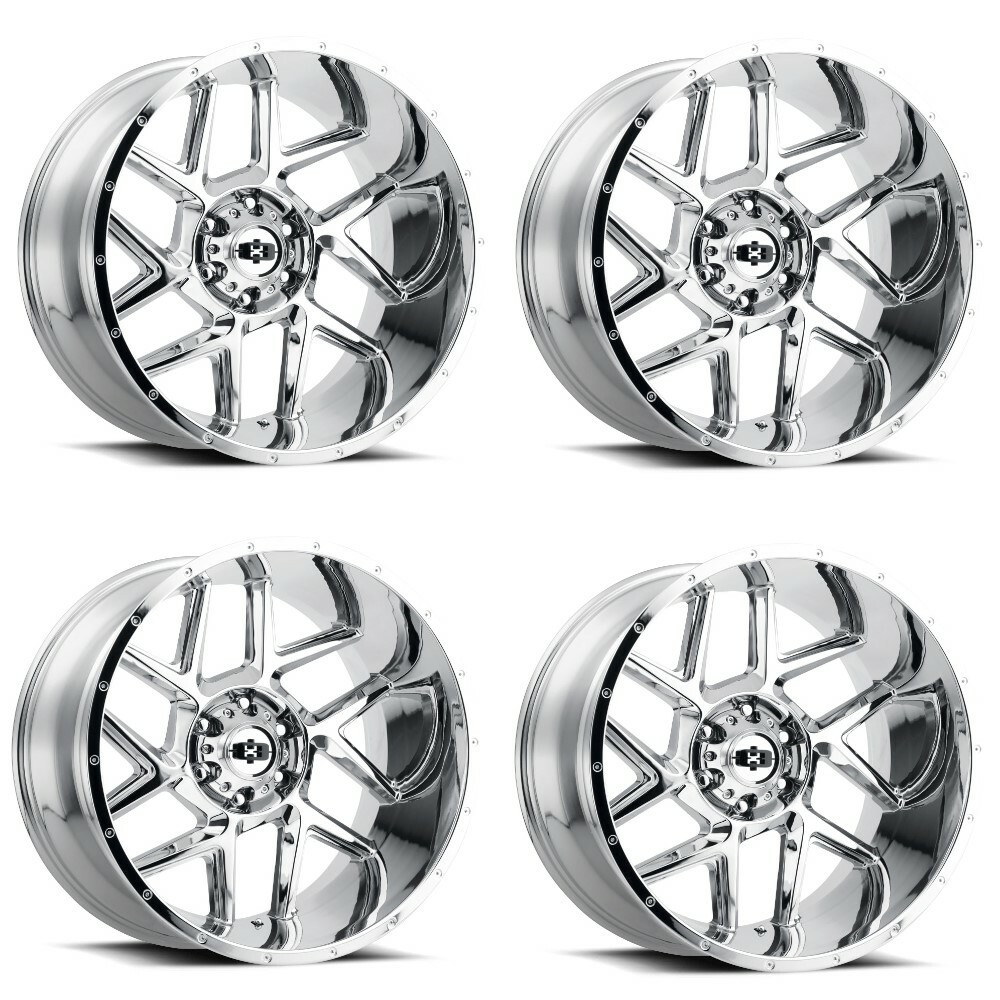 Set 4 20" Vision Off-Road 360 Sliver Chrome Wheels 20x12 8x170 Lifted Rims -51mm
