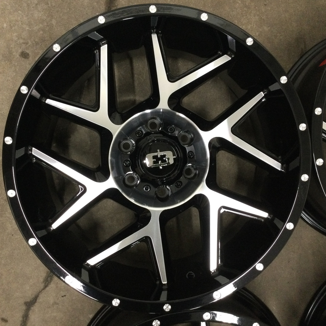 Set 4 24" Vision 360 Sliver Gloss Black Machined Face Wheels 24x12 8x6.5 -51mm