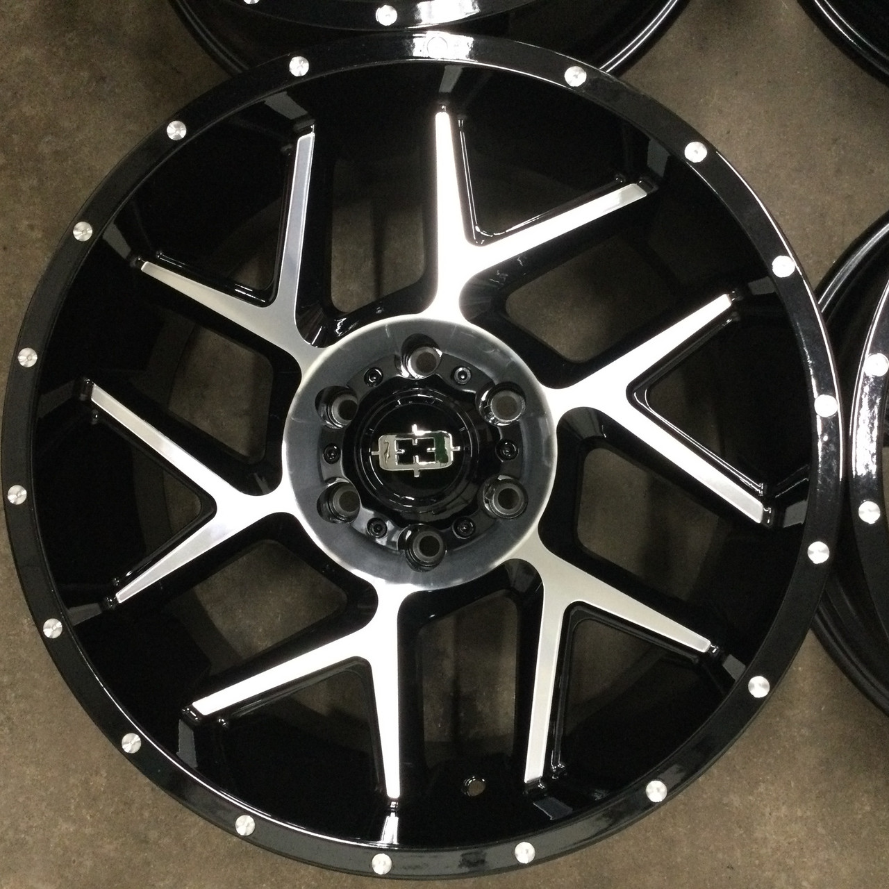 Set 4 24" Vision 360 Sliver Gloss Black Machined Face Wheels 24x12 8x6.5 -51mm