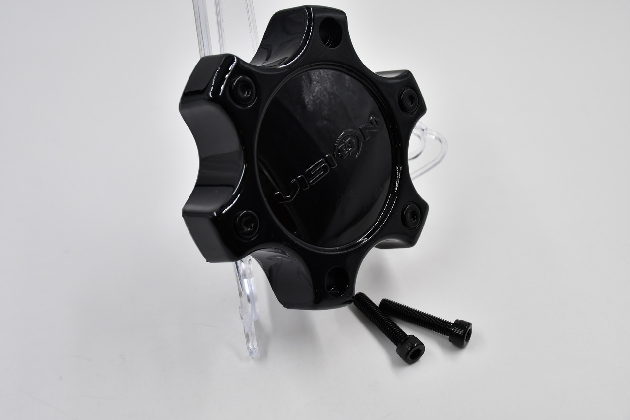 Vision 375 Warrior Gloss Black 6 Lug Wheel Center Cap C375GB-6C 6x5.5 6x135