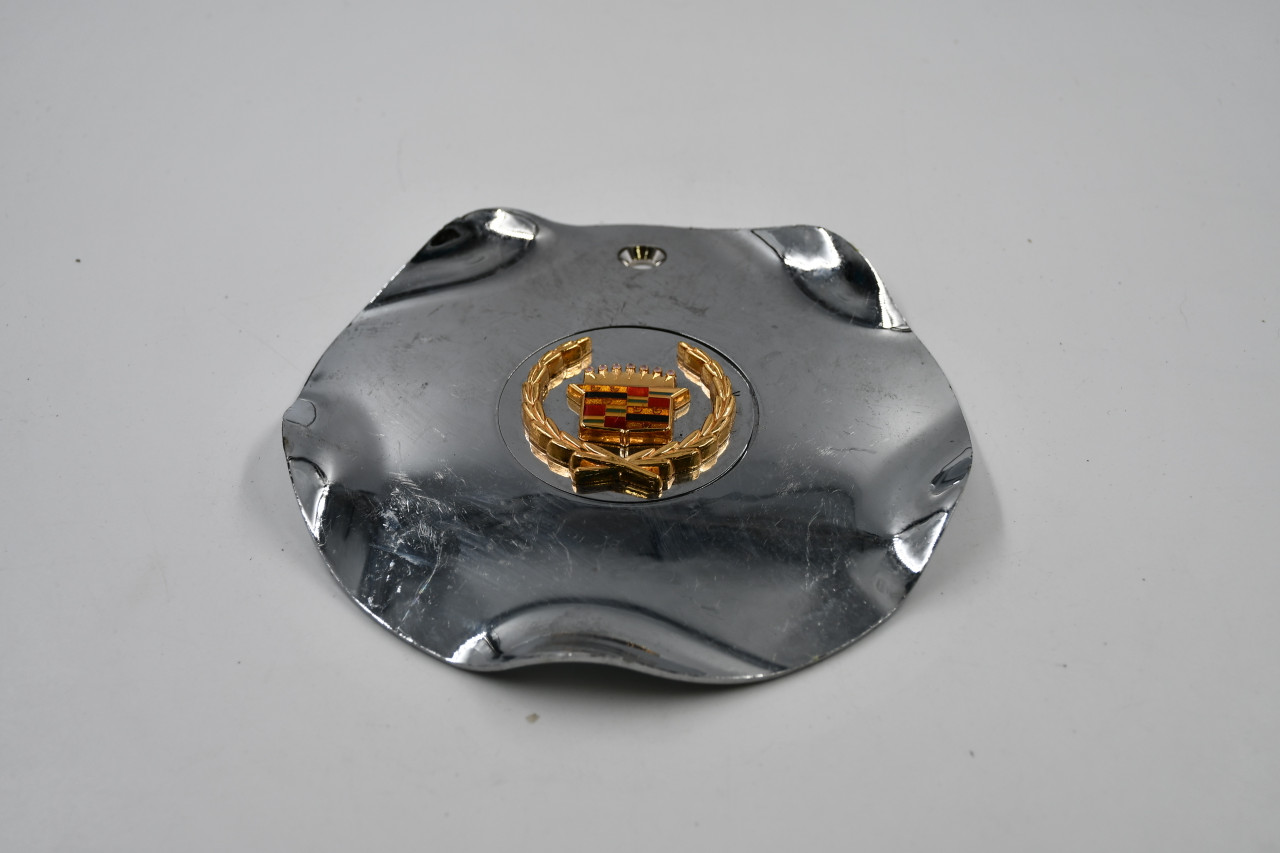 Cadillac Chrome/ Gold Logo Wheel Center Cap Hub Cap 6148200 6.375" Cadillac Bolt on