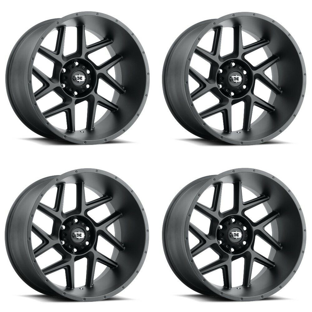 Set 4 24" Vision 360 Sliver Satin Black 24x12 Wheels 5x5.5 (5x139.7) -51mm Rims
