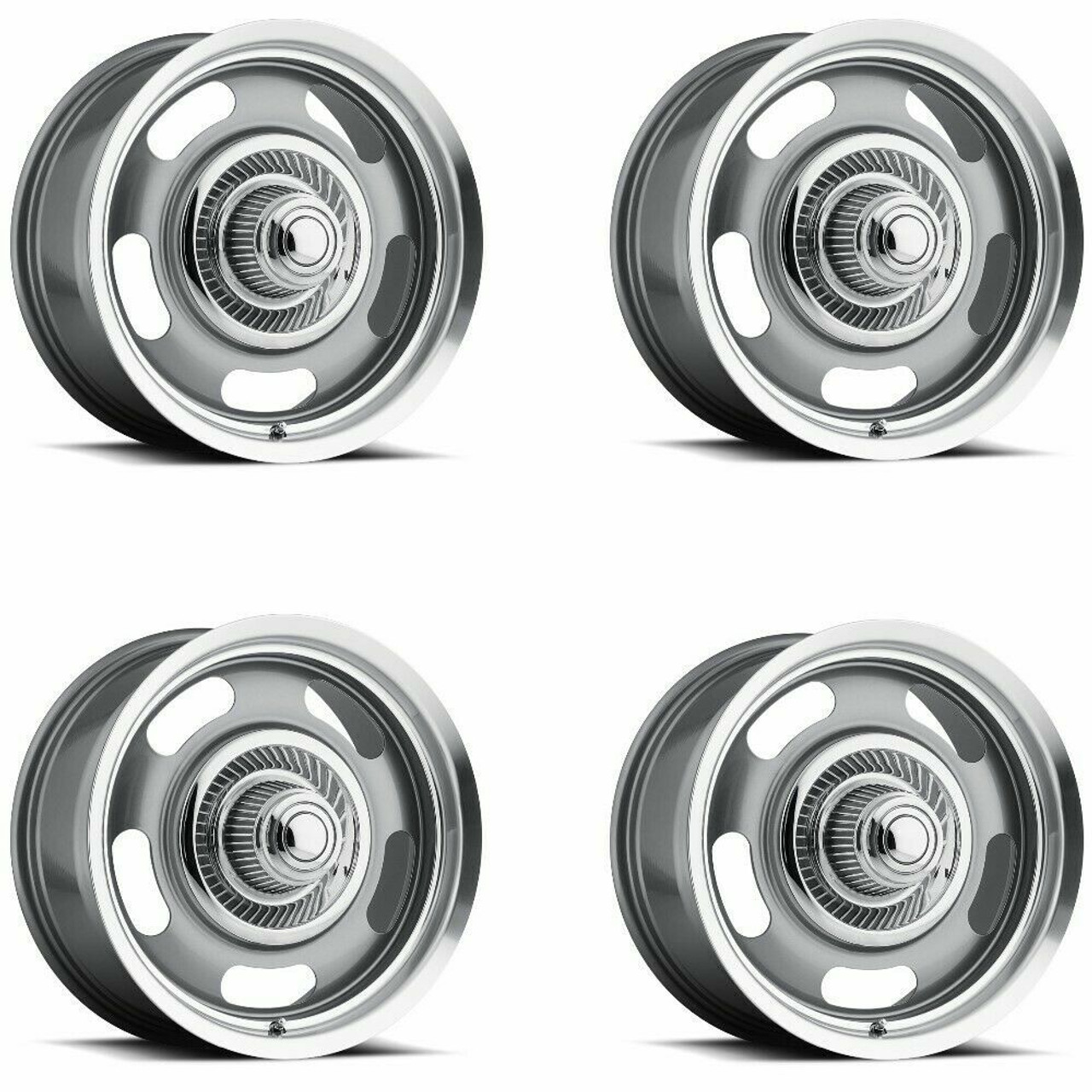 Set 4 18" Vision American Muscle 55 Rally Gunmetal Machined 18x8.5 5x4.5 10mm