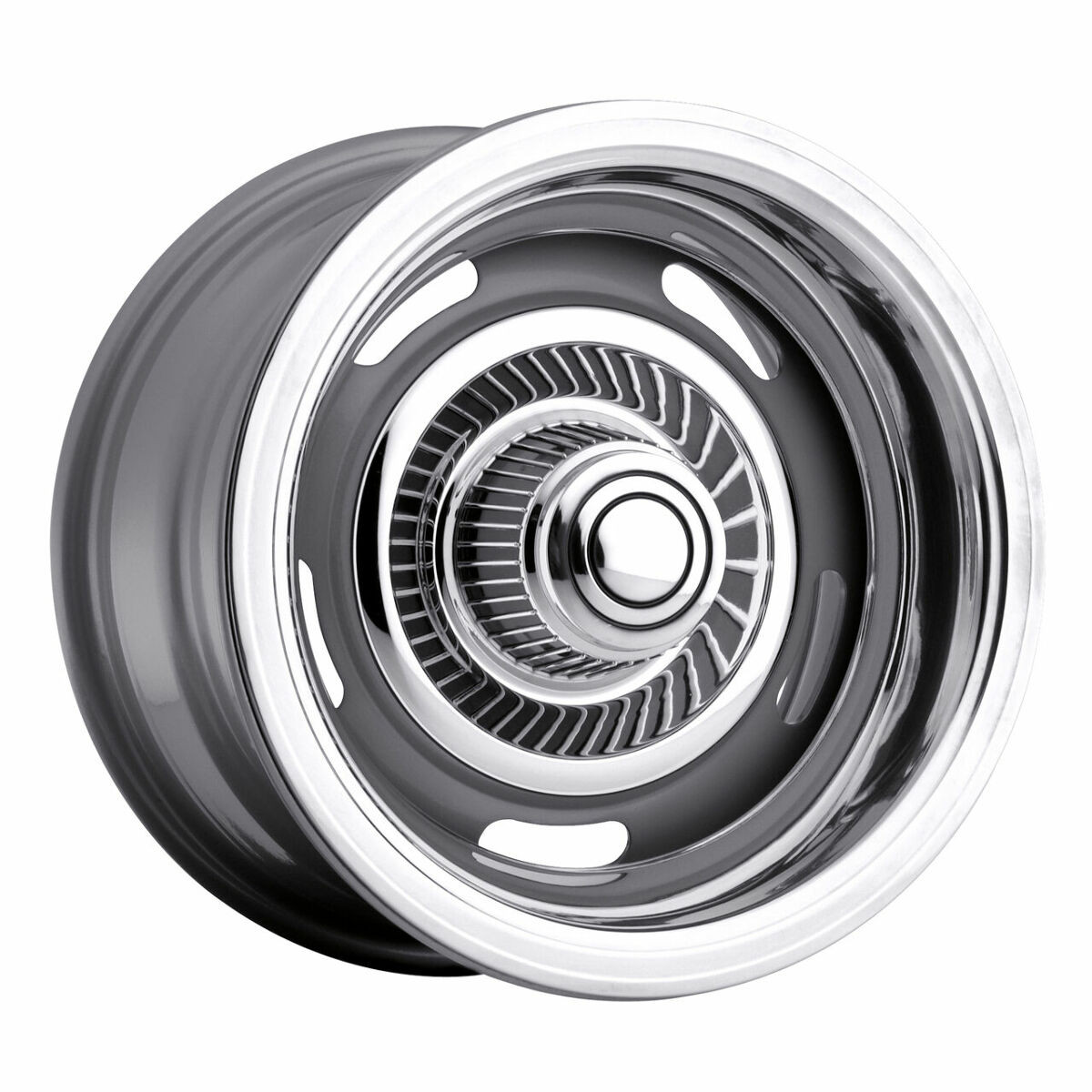 Set 4 15" Vision 55 Rally Silver 15x7 Wheels 5x5 (5x127) 6mm Rims