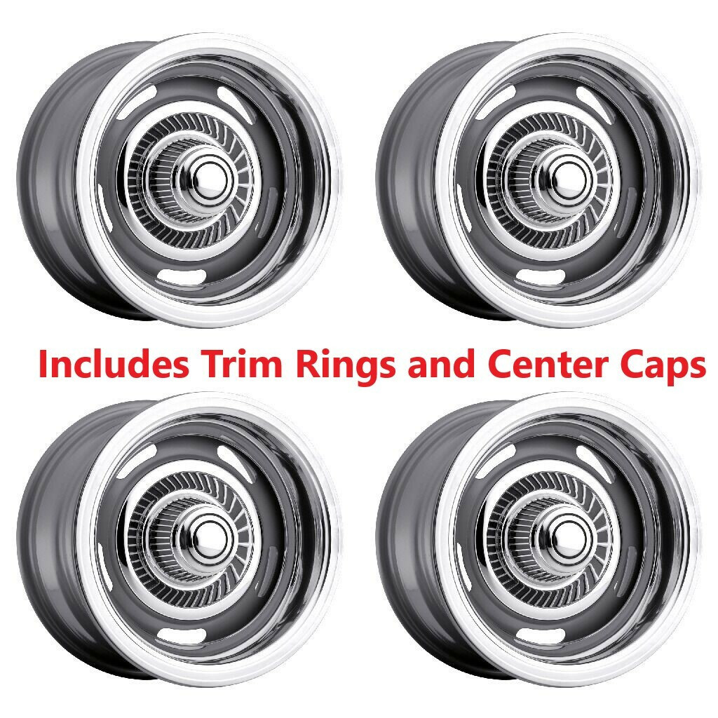 Set 4 15" Vision 55 Rally Silver 15x7 Wheels 5x5 (5x127) 6mm Rims