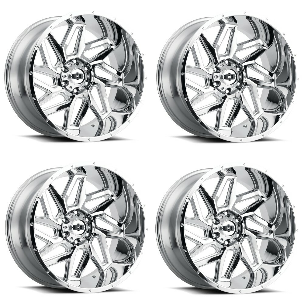 Set 4 20" Vision Off-Road 361 Spyder Chrome Wheels 20x10 8x180 Lifted Rims -25mm