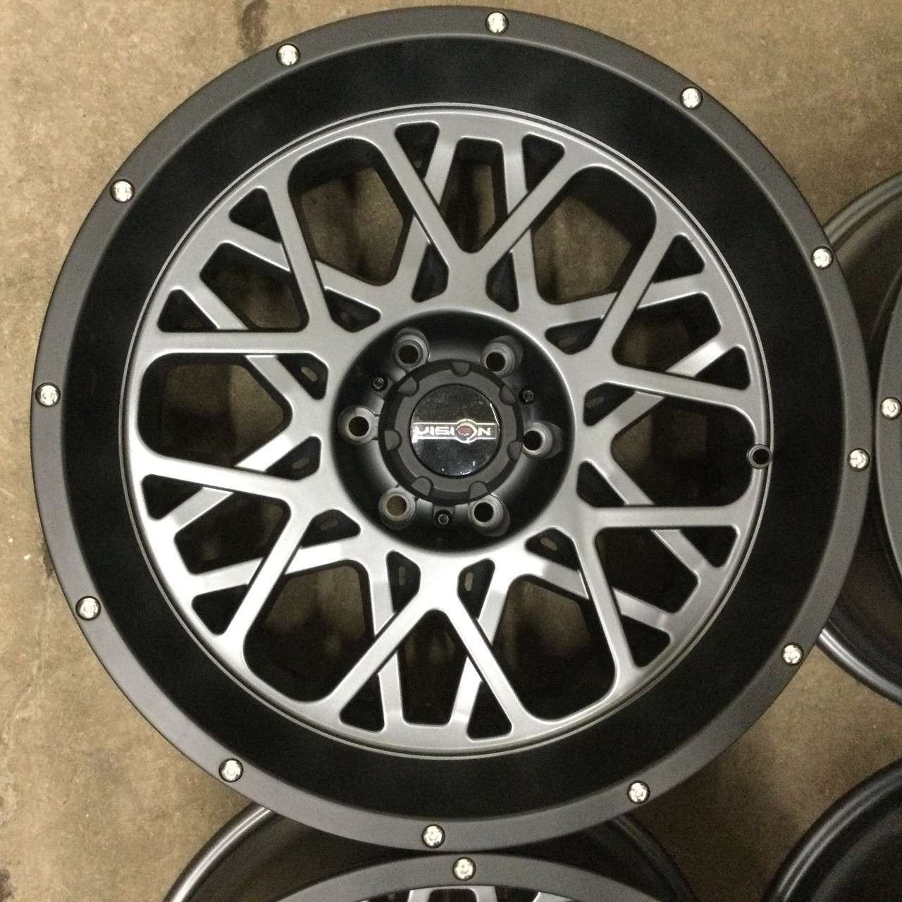 22" Vision 412 Rocker Anthracite with Satin Black Lip Wheel 22x10 6x5.5 -19mm
