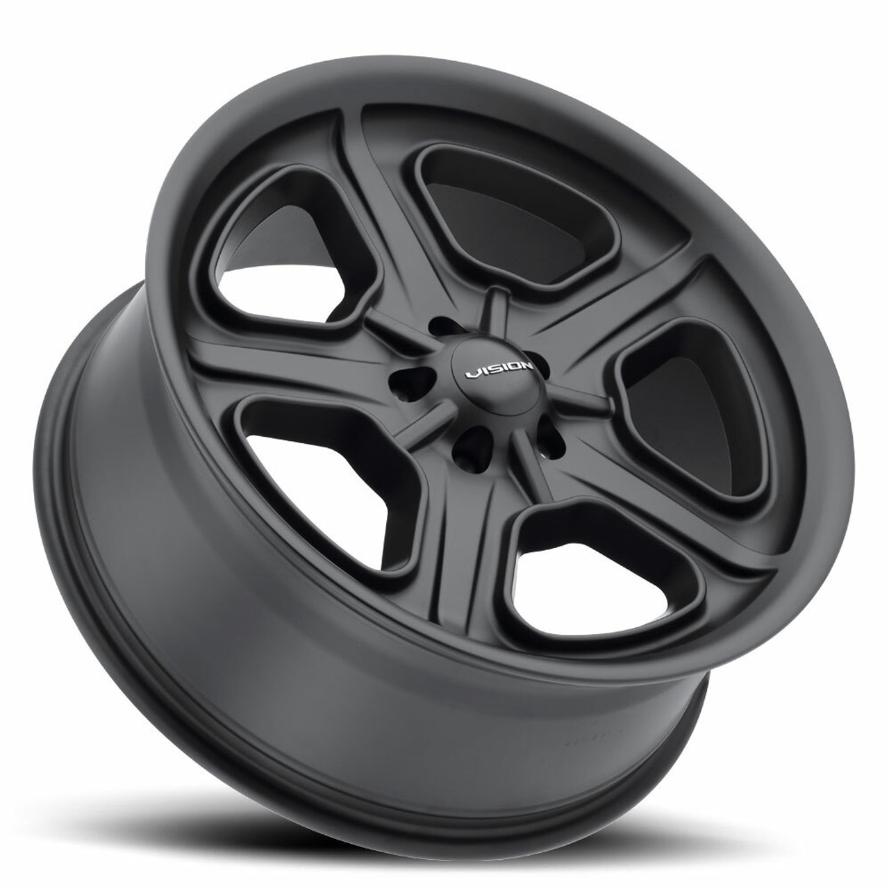 15" Vision American Muscle 147 Daytona Satin Black Wheel 15x8 5x4.75 Rim 0mm