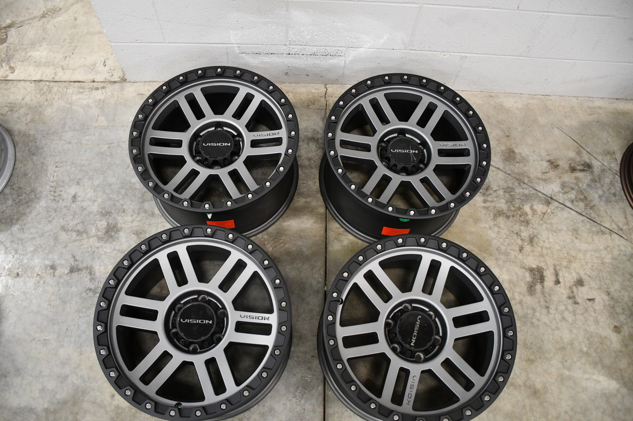 Set 4 17" Vision Off-Road 354 Manx 2 Satin Grey Wheels 17x9 6x135 12mm Rims