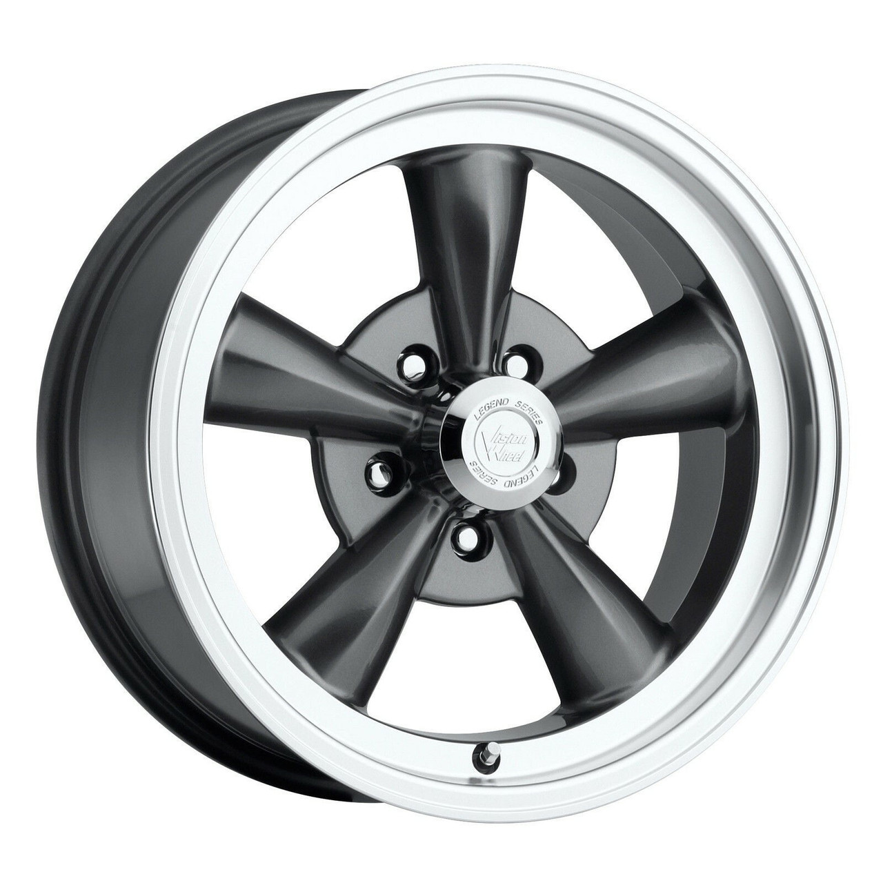 17" Vision American Muscle 141H Legend Gunmetal Machined Lip 17x8 5x4.5 0mm Rim