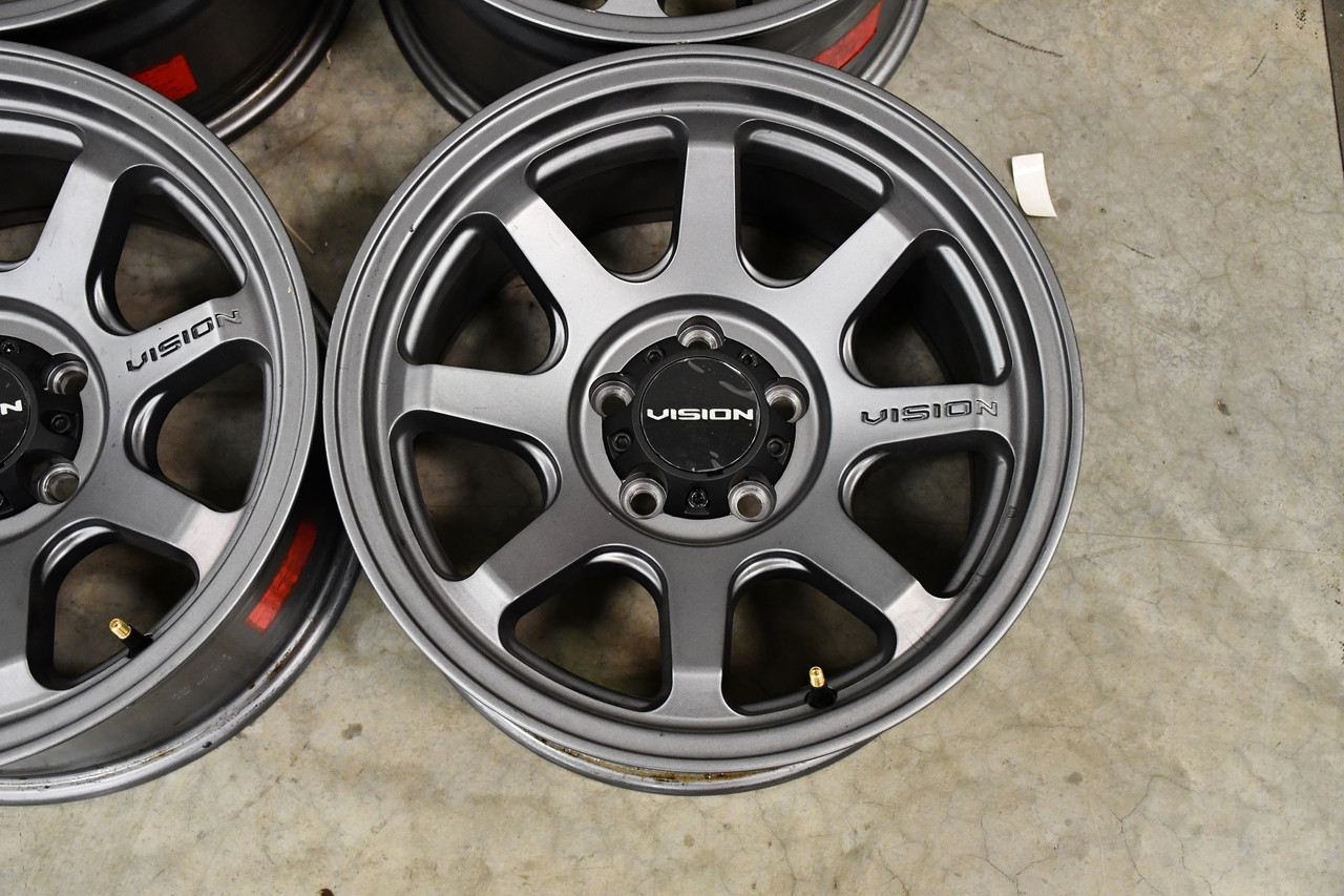 17" Vision Off-Road 351 Flow Satin Grey Wheel 17x9 5x5 Lifted For Jeep Rim -12mm