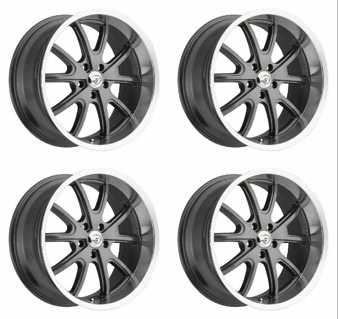 Set 4 20" Vision 143 Torque Gunmetal Machined Lip 20x8.5 Wheels 5x4.75 (5x120.65) 10mm Rims