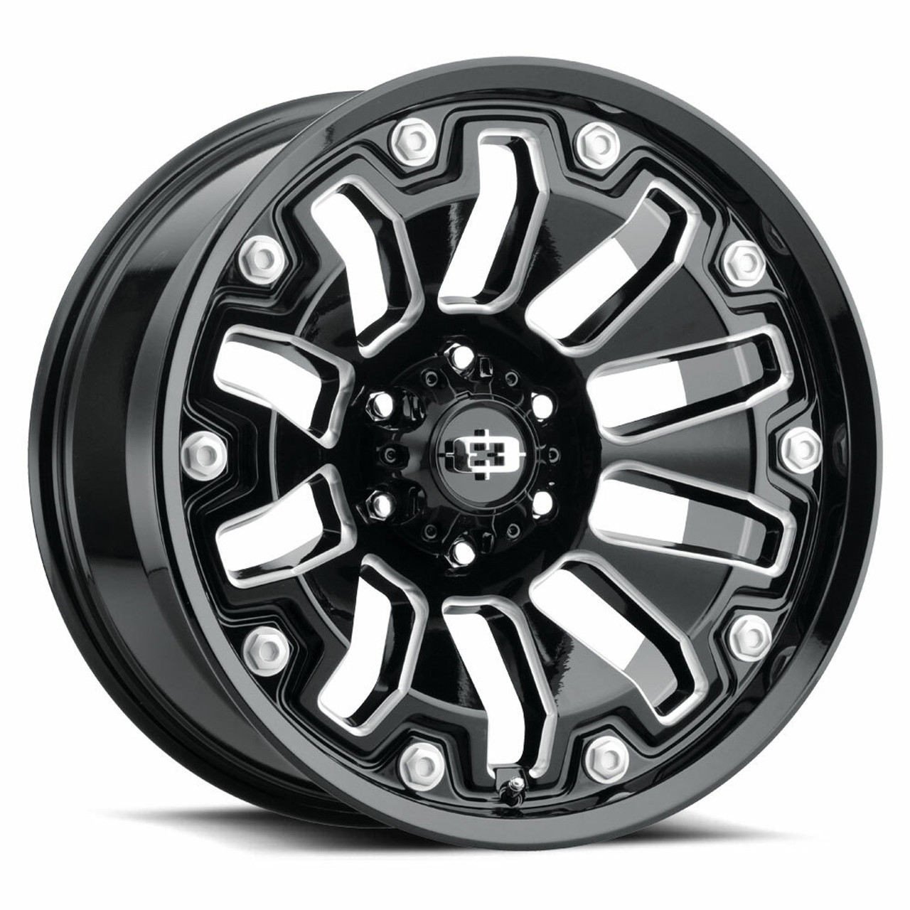 18" Vision Off-Road 362 Armor Gloss Black Milled Spoke Wheel 18x9 5x5 Rim -12mm