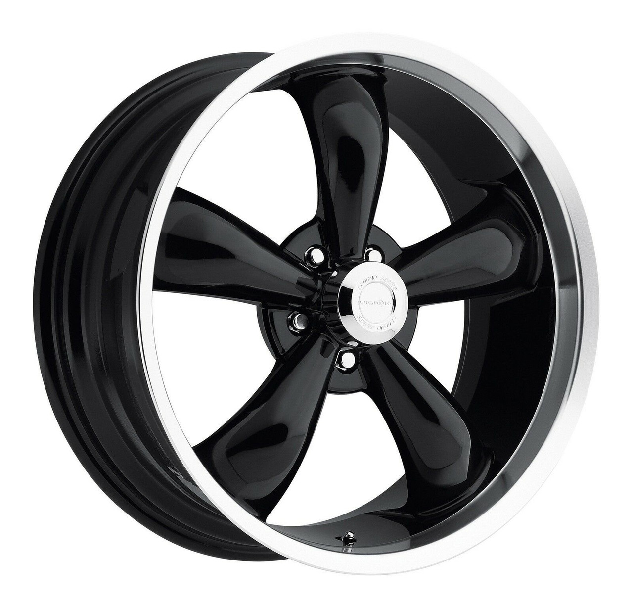 Set 4 18" Vision Muscle 142 Legend Gloss Black Machined Lip 18x8.5 5x5 Rims 10mm