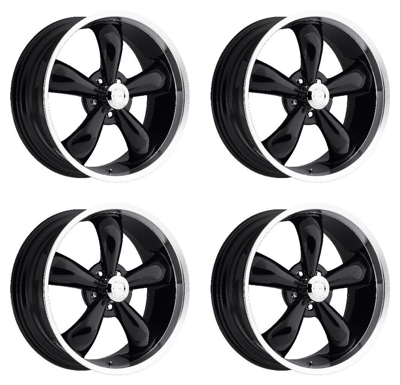 Set 4 18" Vision Muscle 142 Legend Gloss Black Machined Lip 18x8.5 5x5 10mm Rims