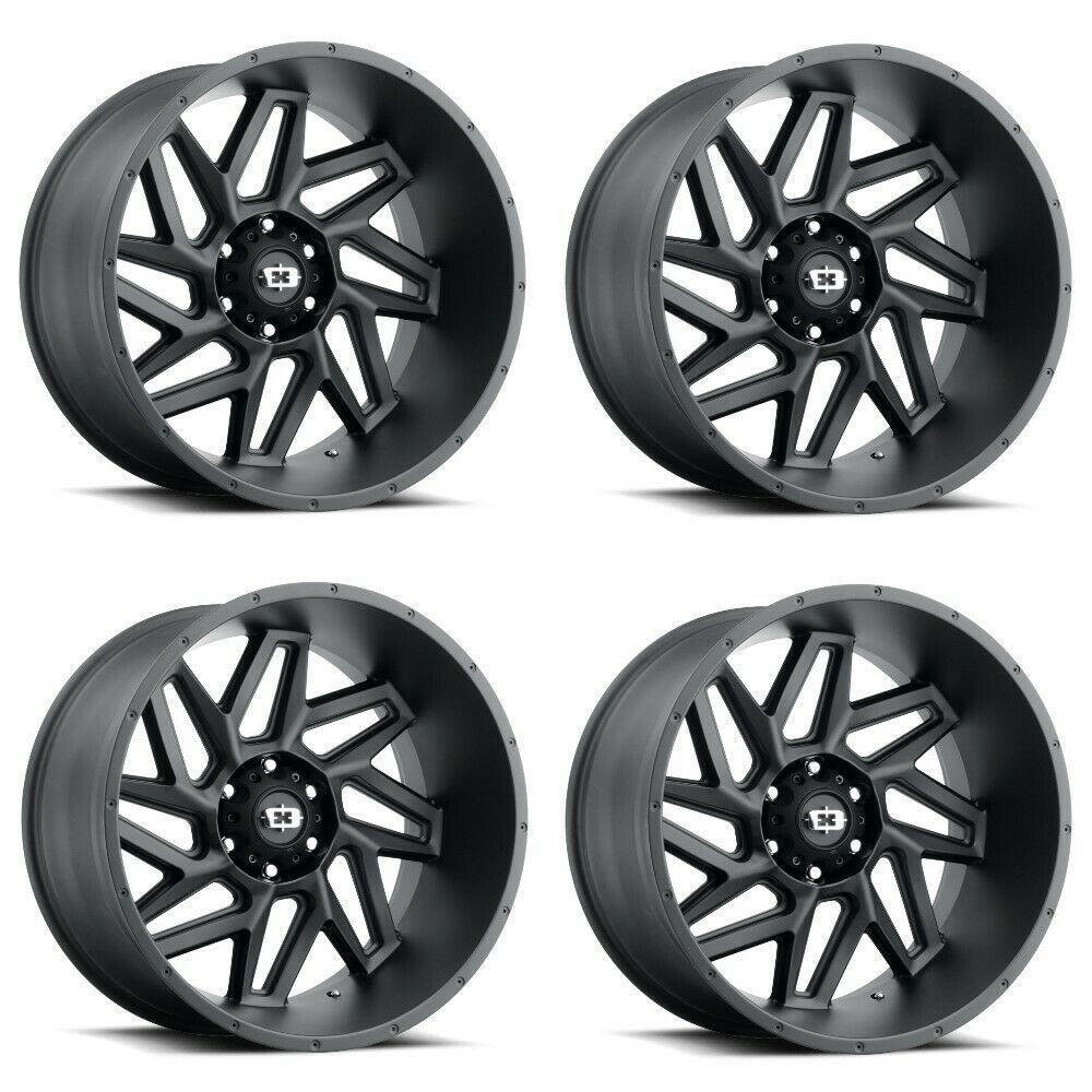 Set 4 20" Vision Off-Road 361 Spyder Satin Black Wheels 20x12 5x5.5 Rims -51mm