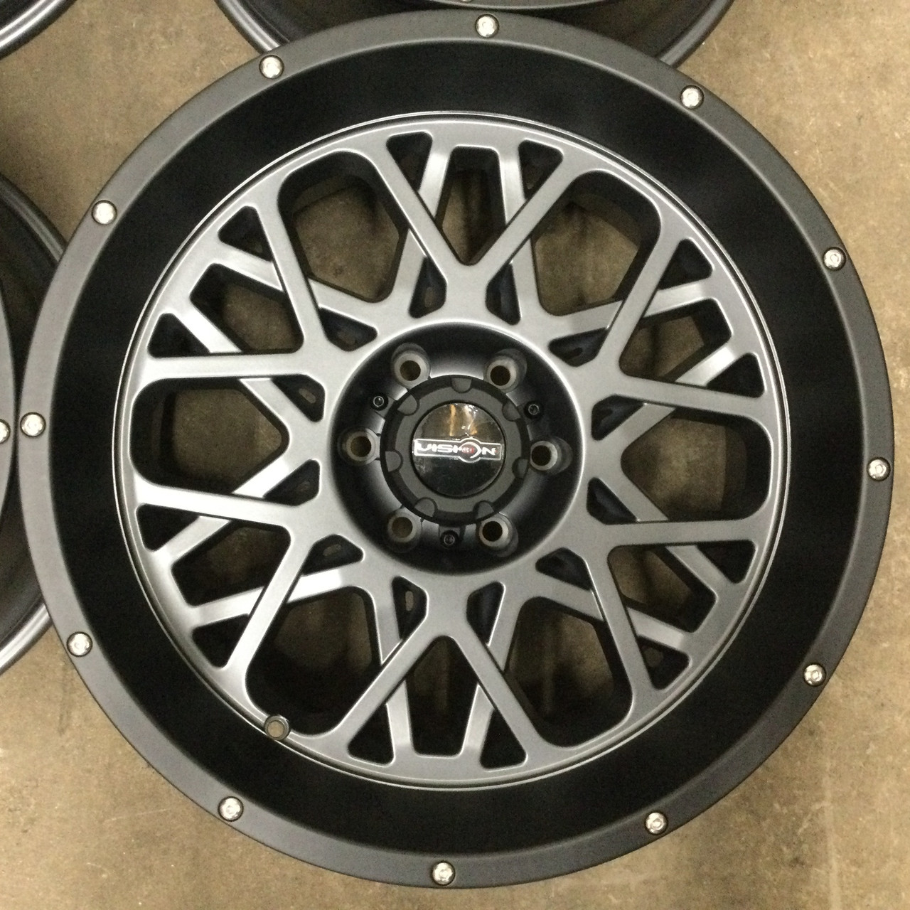 18" Vision 412 Rocker Anthracite with Satin Black Lip Wheel 18x9 5x5.5 Rim 12mm