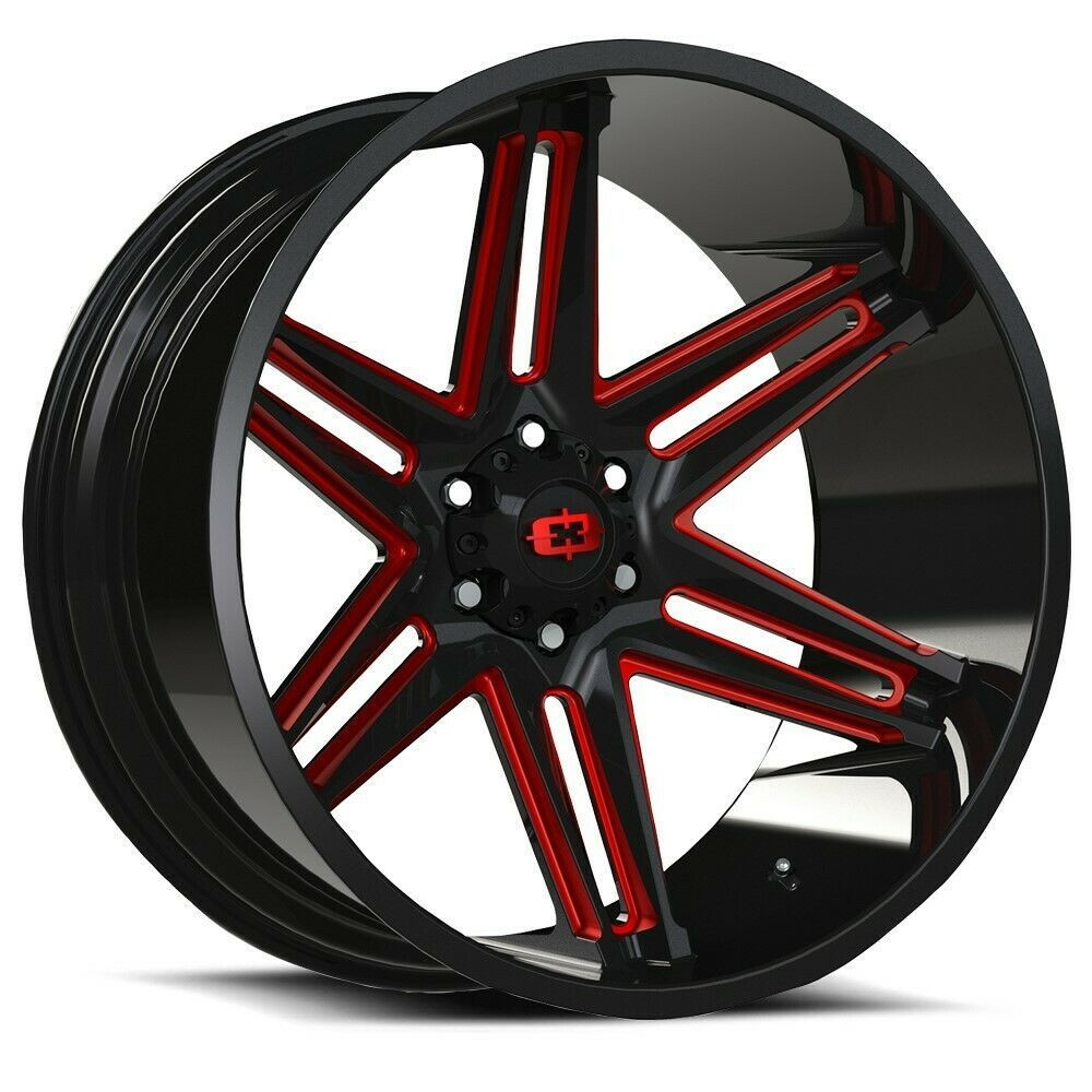 20" Vision 363 Razor Gloss Black Milled Spoke Red Tint Wheel 20x10 6x135 -25mm