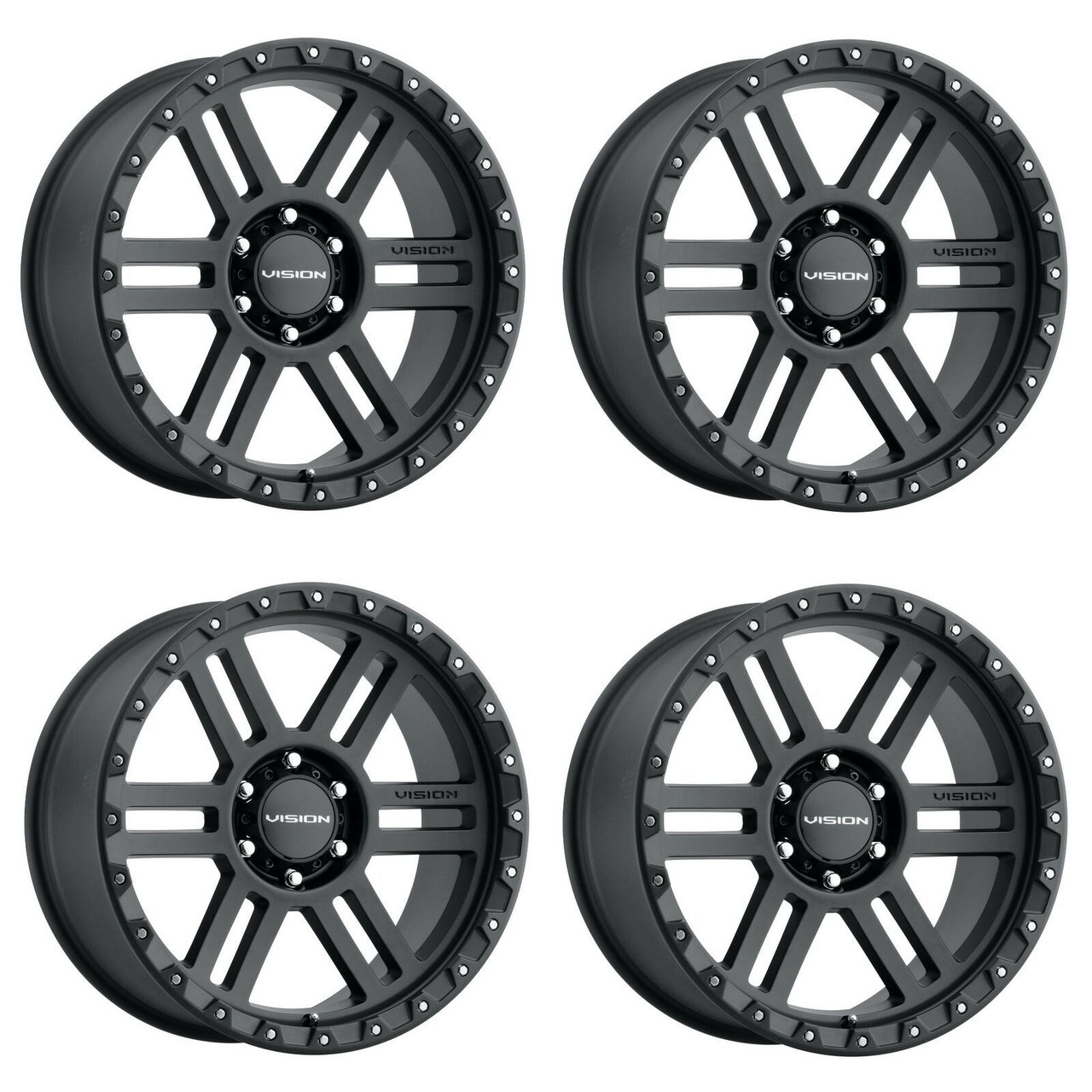 Set 4 17" Vision Off-Road 354 Manx 2 Satin Black Wheels 17x9 5x150 Rims 12mm