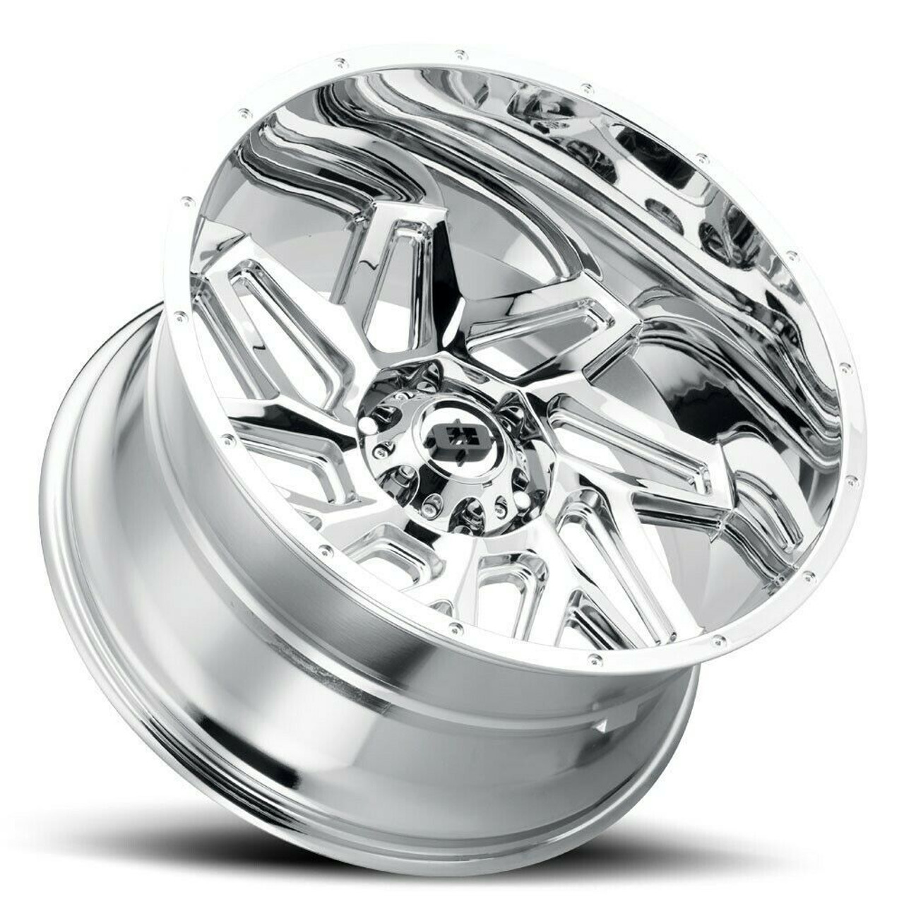 Set 4 22" Vision Off-Road 361 Spyder Chrome Wheels 22x10 8x180 Truck Rims -19mm