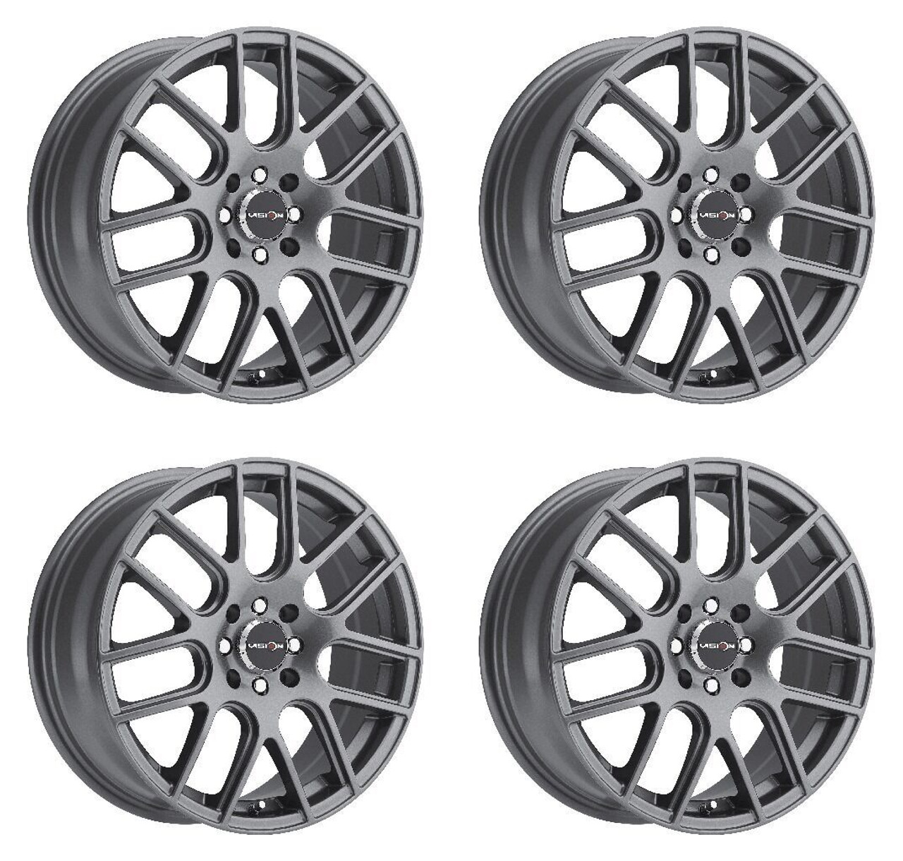 Set 4 15" Vision Street 426H Cross Gunmetal Wheels 15x6.5 5x4.25 Rims 38mm