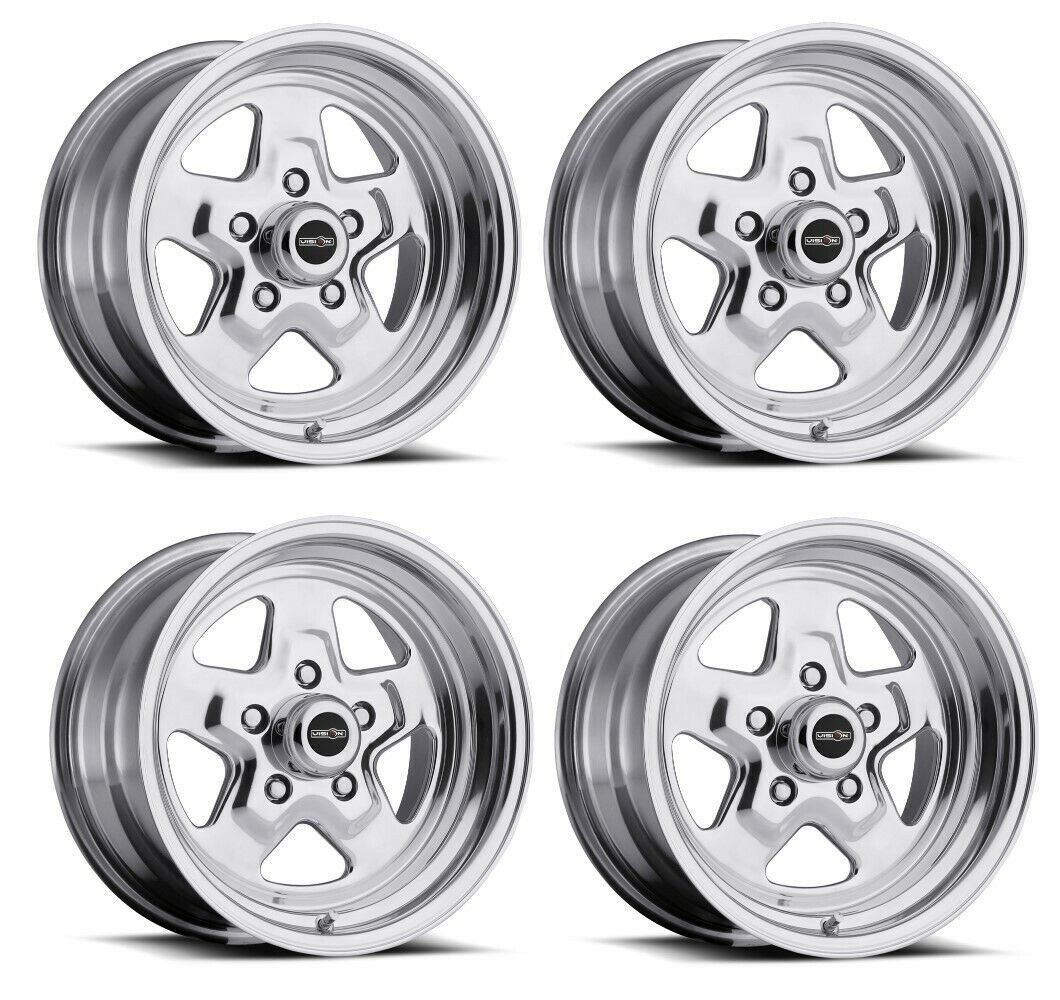 Set 4 15" Vision American Muscle 521H Nitro Polished Wheel 15x8 4x4.25 Rims 27mm