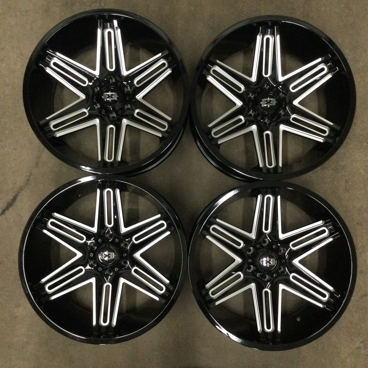 Set 4 20" Vision 363 Razor Gloss Black Milled Spoke Wheels 20x12 8x6.5 Rim -51mm