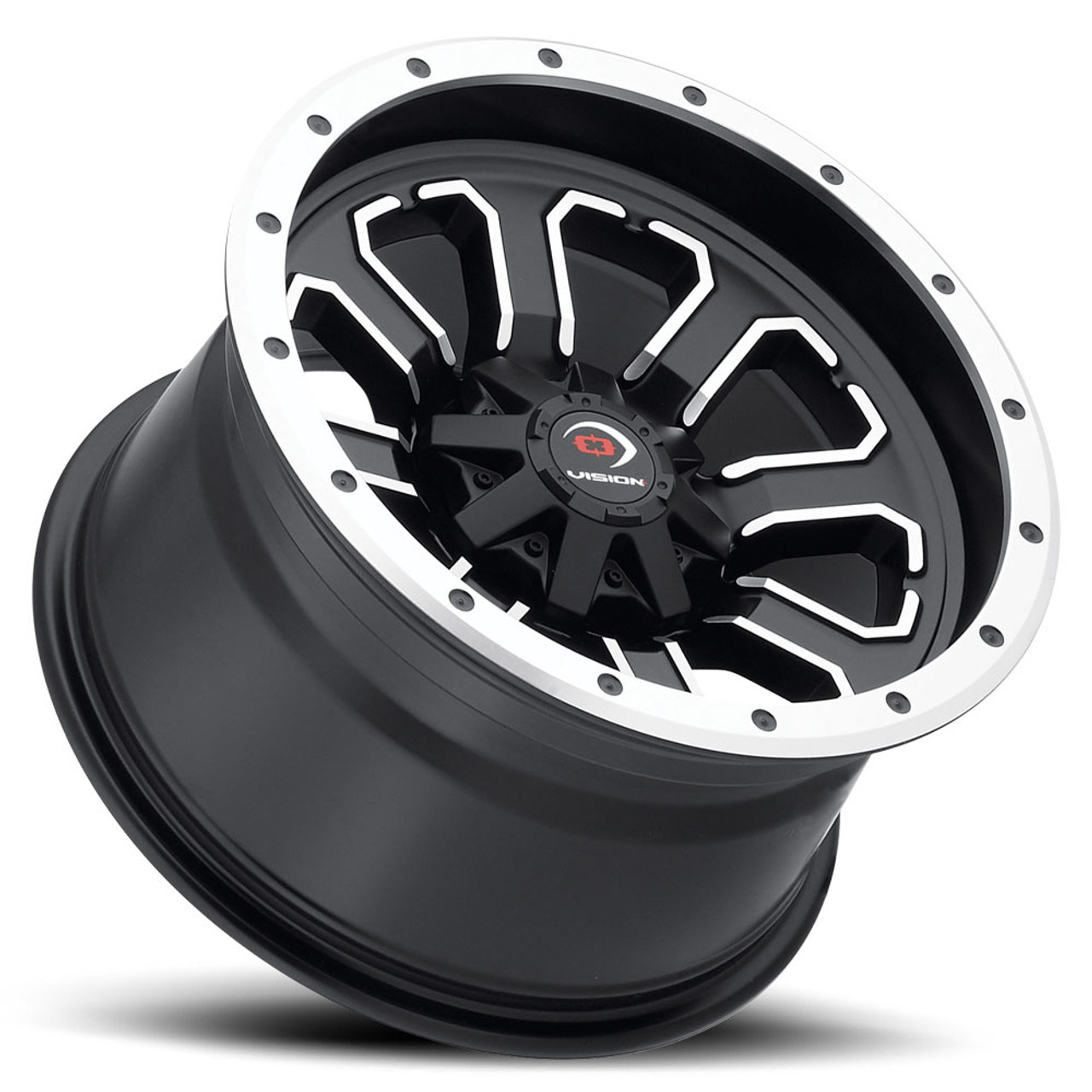 14" Vision ATV 548 Commander Matte Black Machined Wheel 14x8 4x110 Rim -10.2mm