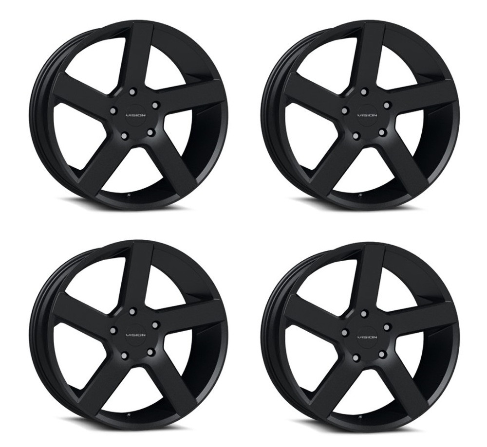Set 4 22" Vision 472 Switchback Satin Black 22x9.5 Wheels 5x5.5 (5x139.7) 8mm Rims