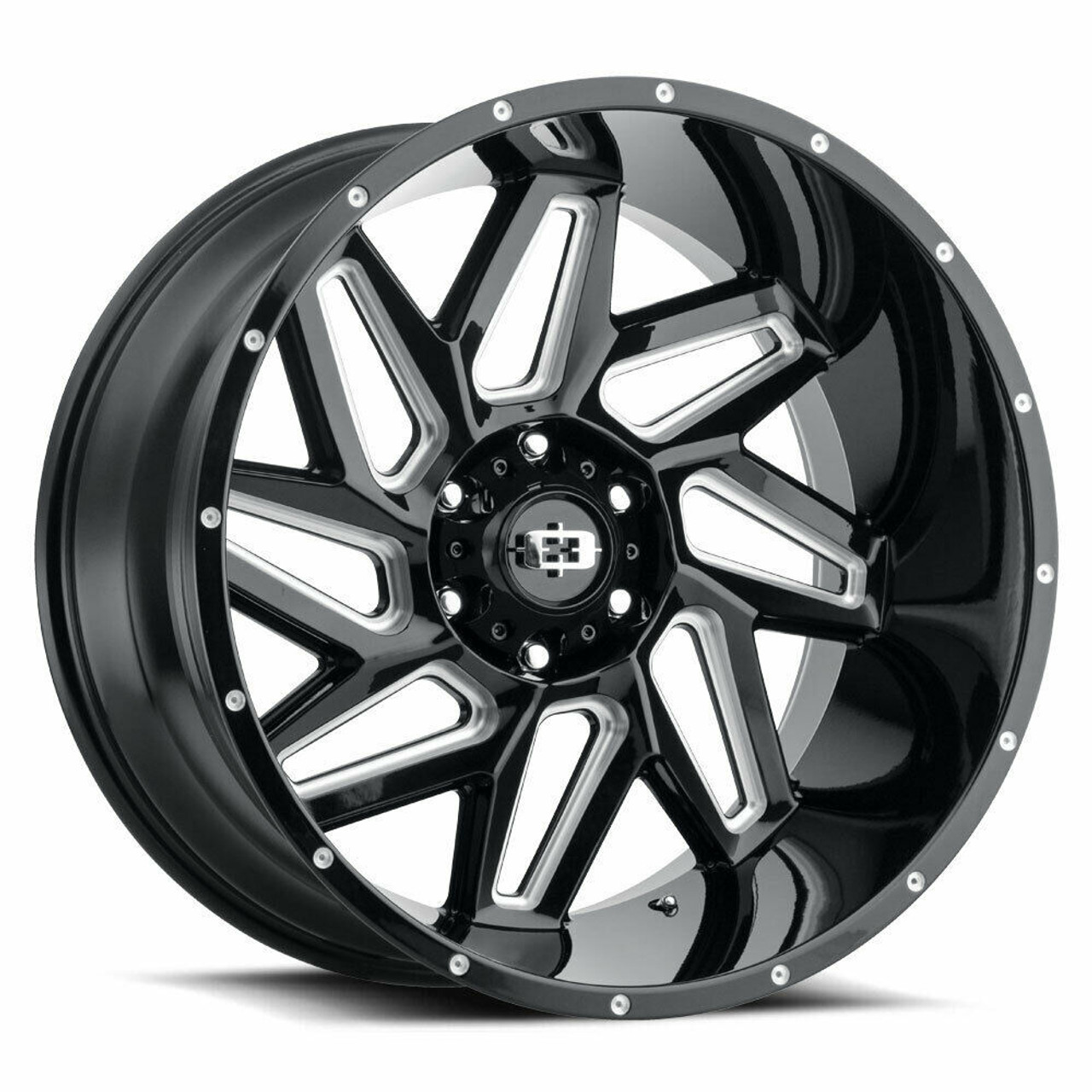 Set 4 22" Vision 361 Spyder Gloss Black Milled Spoke Wheels 22x12 6x5.5 -57mm