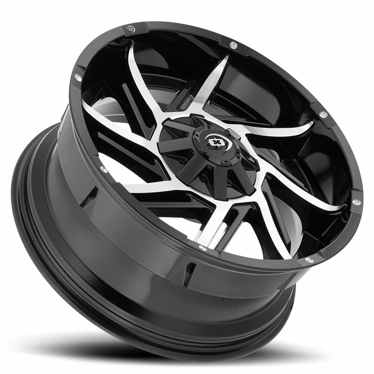 20" Vision 422 Prowler Gloss Black Machined Face Wheel 20x12 8x6.5 Rim -51mm