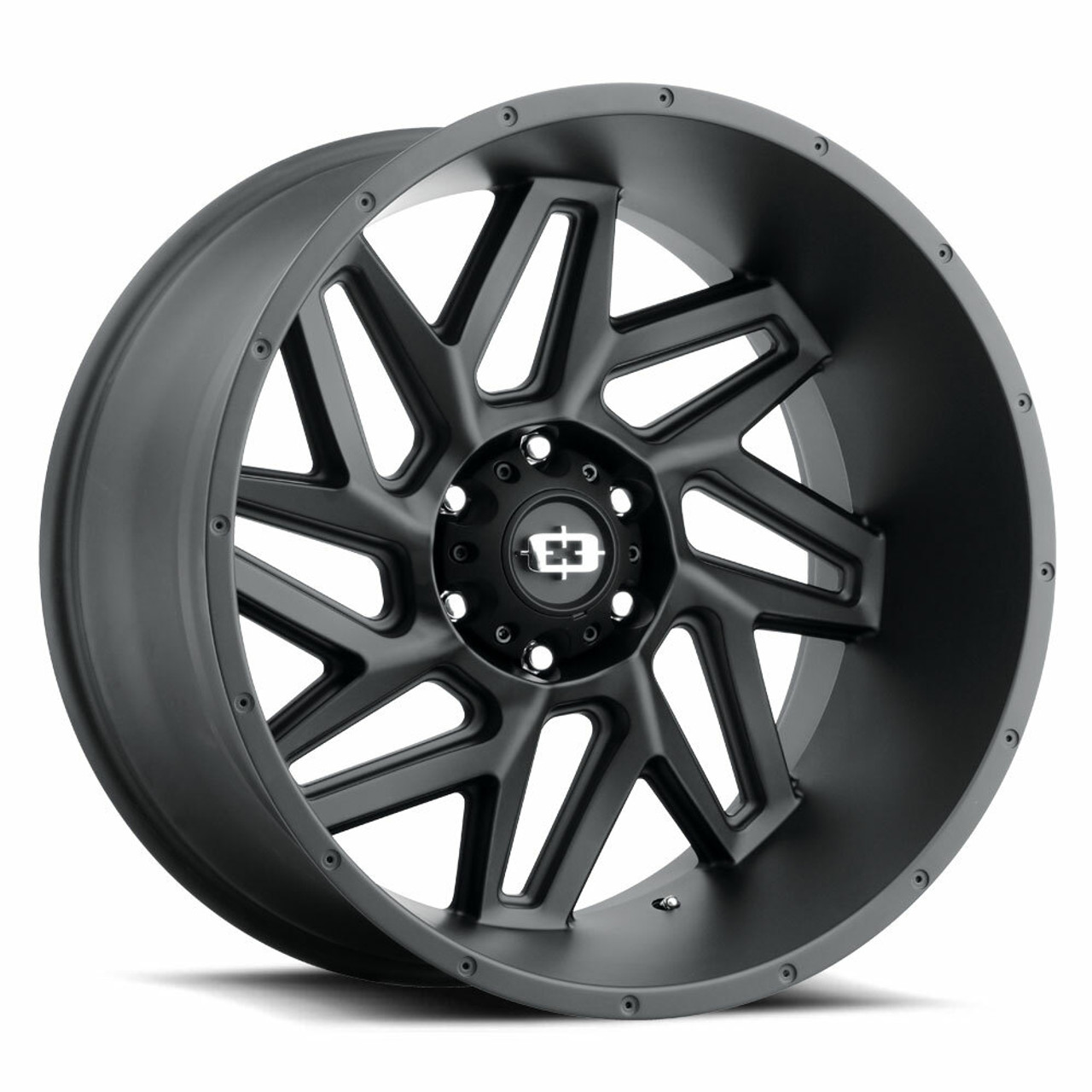Set 4 22" Vision Off-Road 361 Spyder Satin Black Wheels 22x14 5x5.5 -76mm Rims