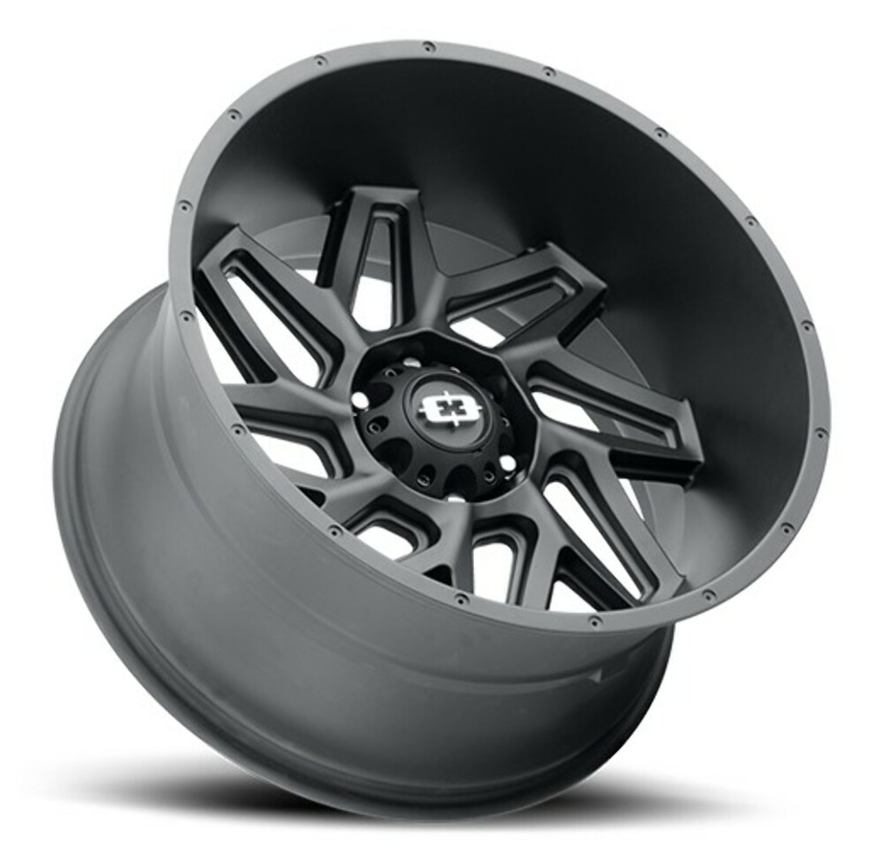 Set 4 22" Vision Off-Road 361 Spyder Satin Black Wheels 22x14 5x5.5 -76mm Rims