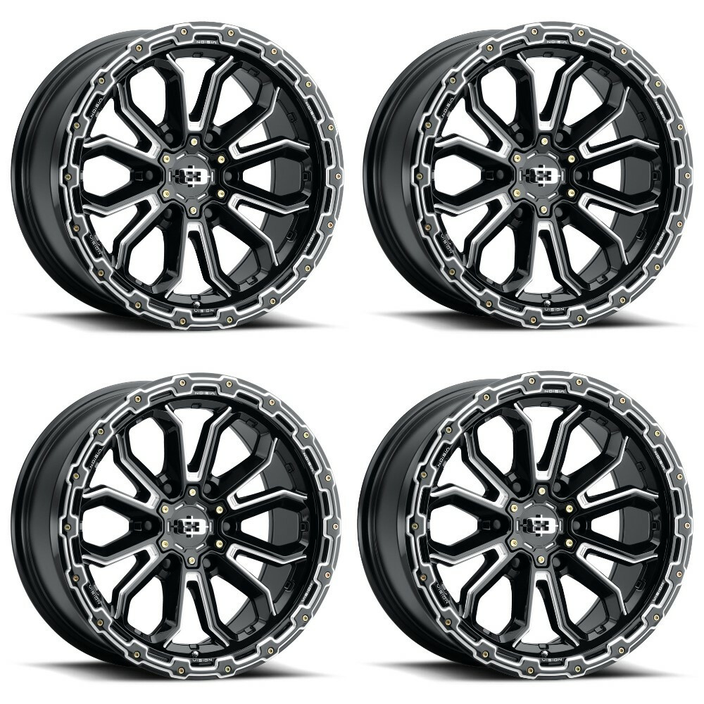 Set 4 17" Vision Off-Road 405 Korupt Black Milled Spoke Wheels 17x9 5x5 Rim 12mm