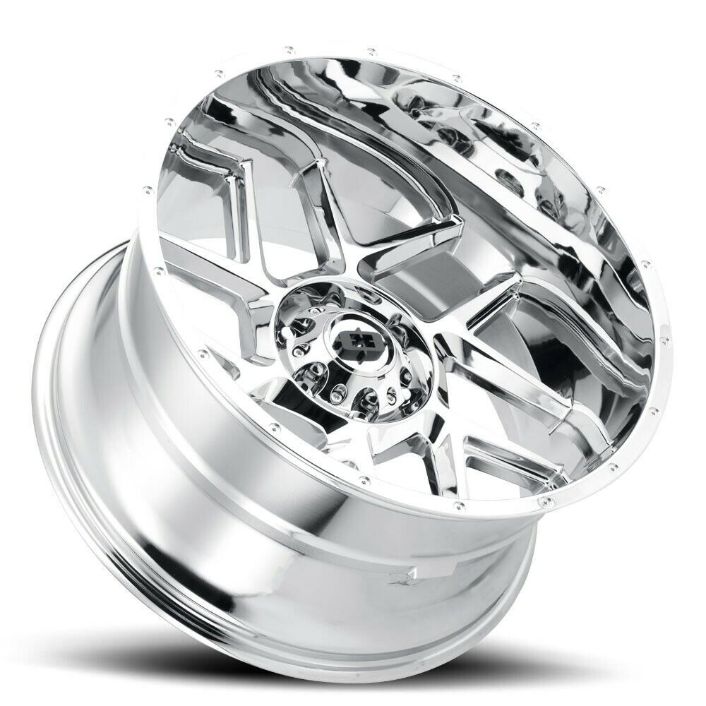 Set 4 24" Vision 360 Sliver Chrome 24x12 Wheels 5x5 (5x127) -51mm Rims