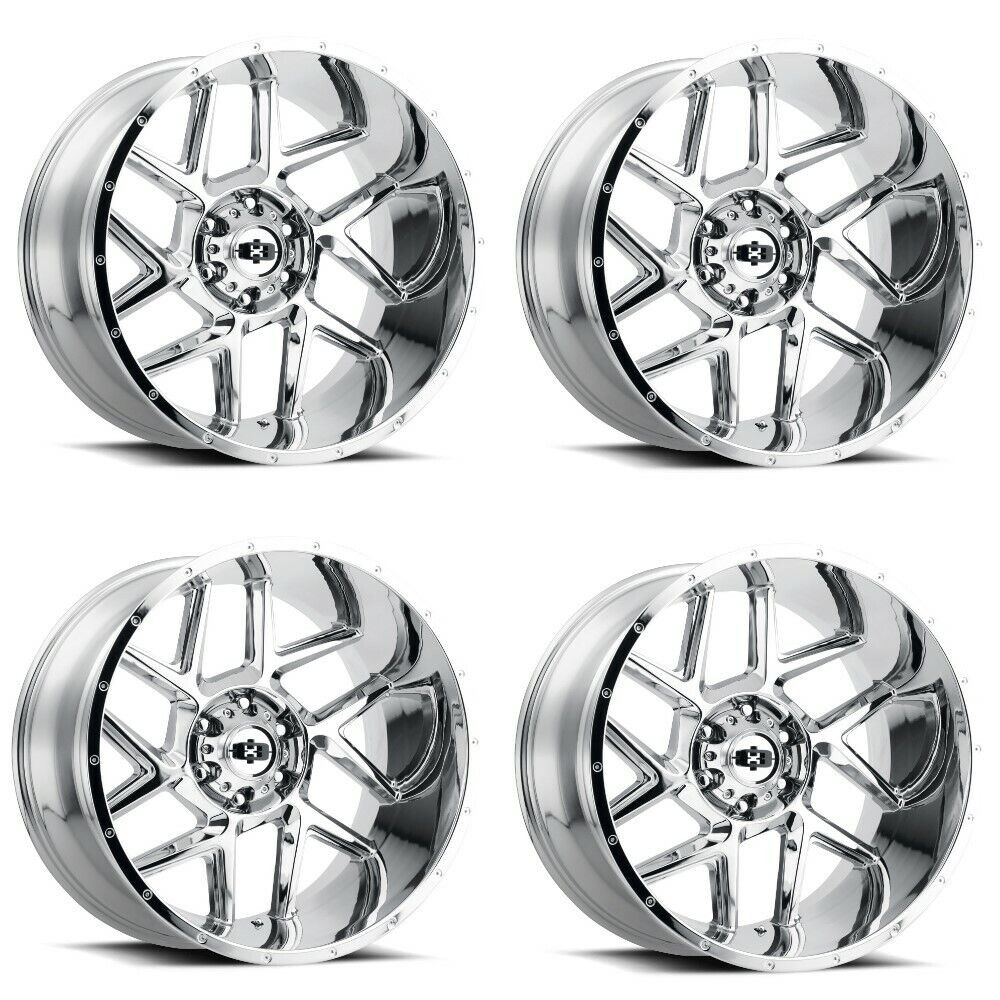 Set 4 24" Vision 360 Sliver Chrome 24x12 Wheels 5x5 (5x127) -51mm Rims