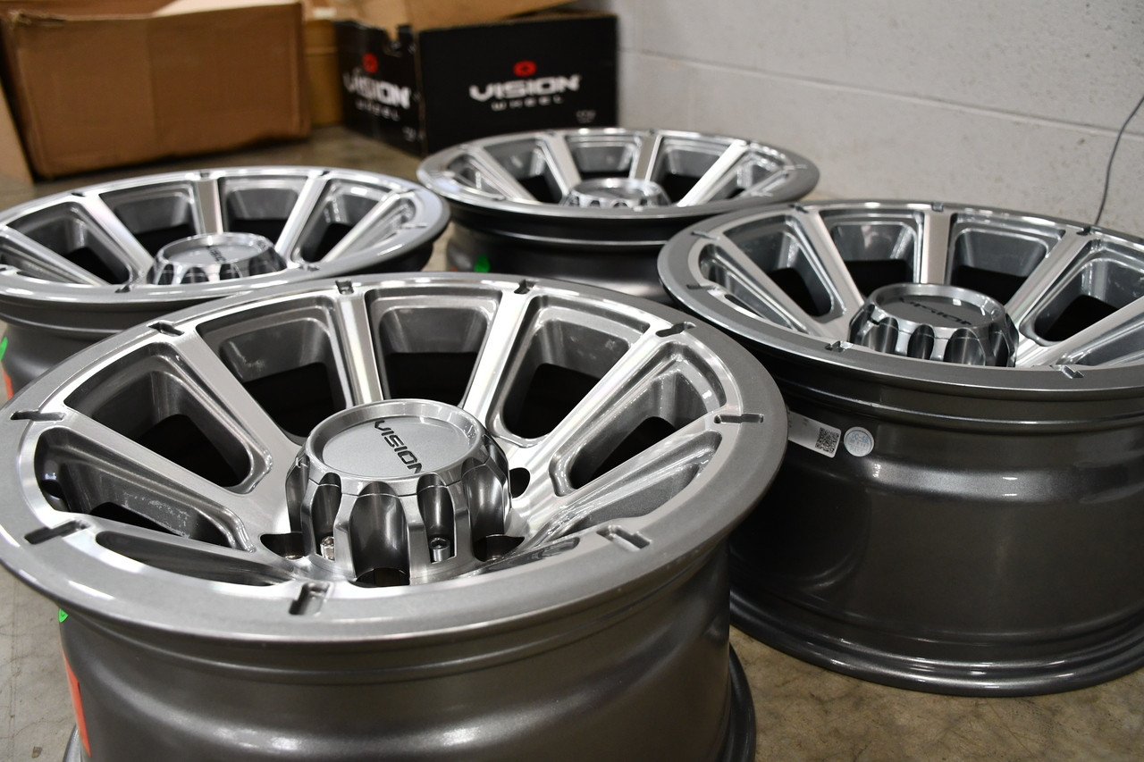 Set 4 20" Vision 353 Turbine Gunmetal Machined Face Wheels 20x9 8x180 Rims 12mm