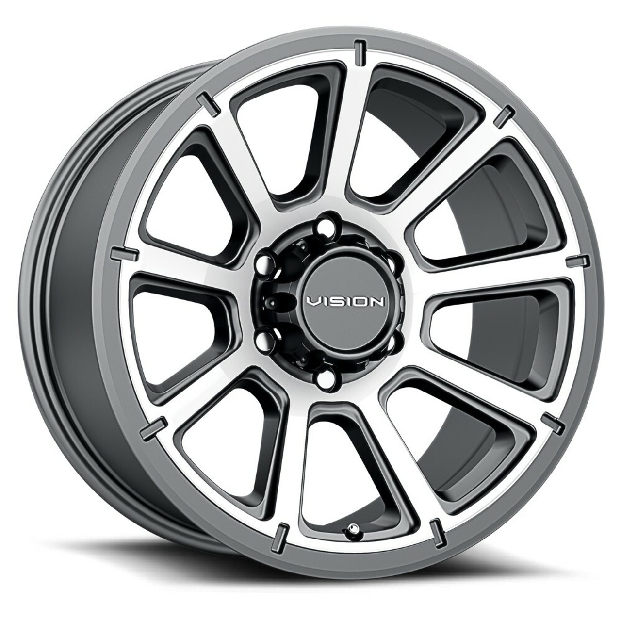 17" Vision Off-Road 353 Turbine Gunmetal Machined Face Wheel 17x8.5 6x5.5 18mm
