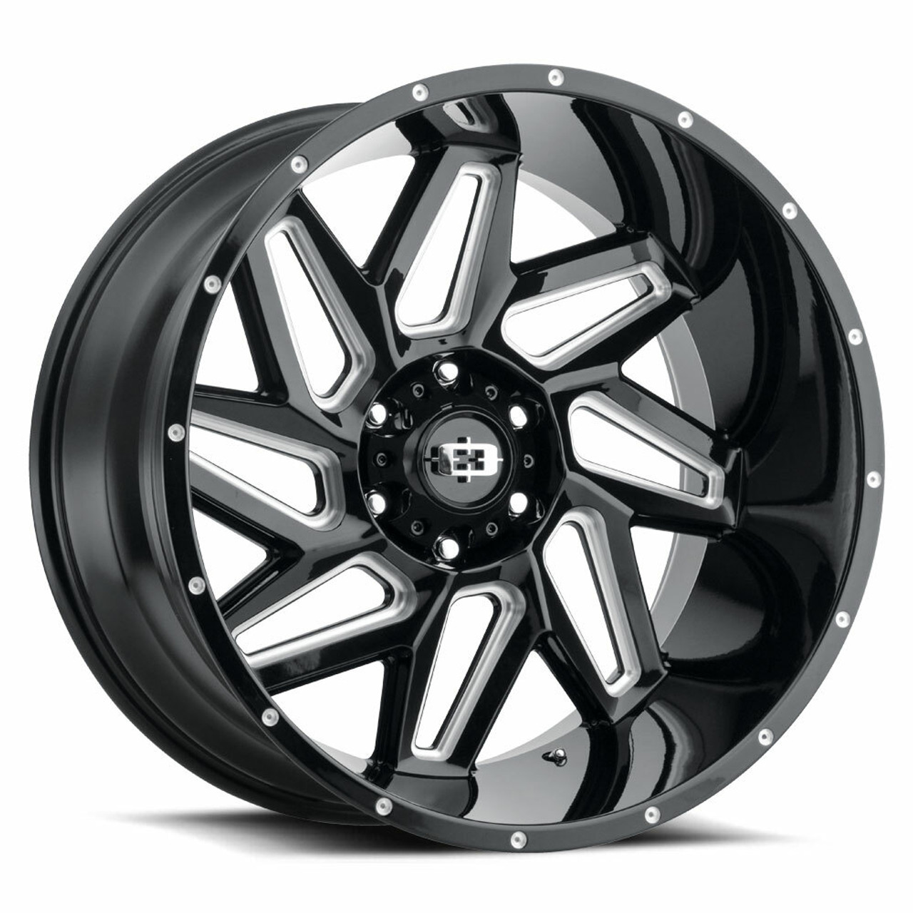Set 4 22" Vision 361 Spyder Gloss Black Milled Spoke Wheels 22x14 5x5.5 -76mm