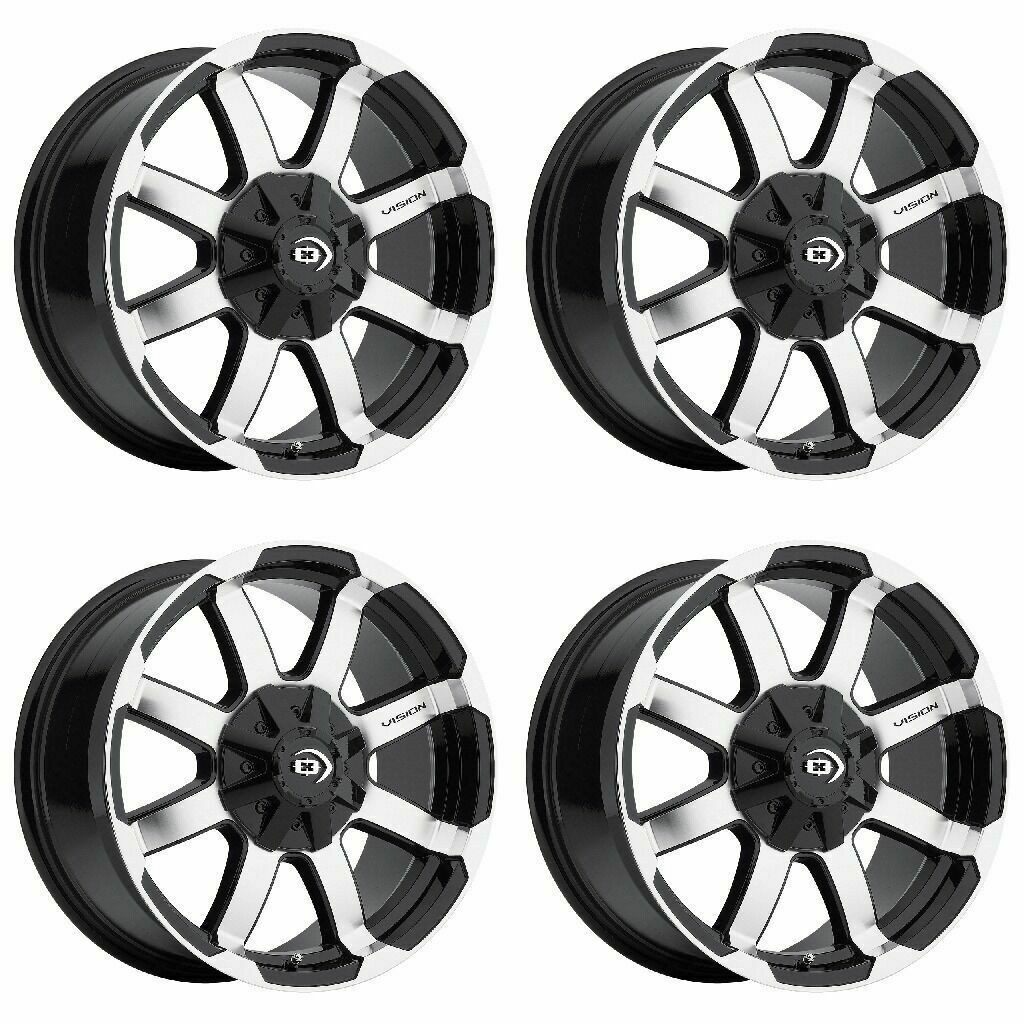 Set 4 18" Vision 413 Valor Gloss Black Machined Face 18x8.5 Wheels 6x135 0mm Rims