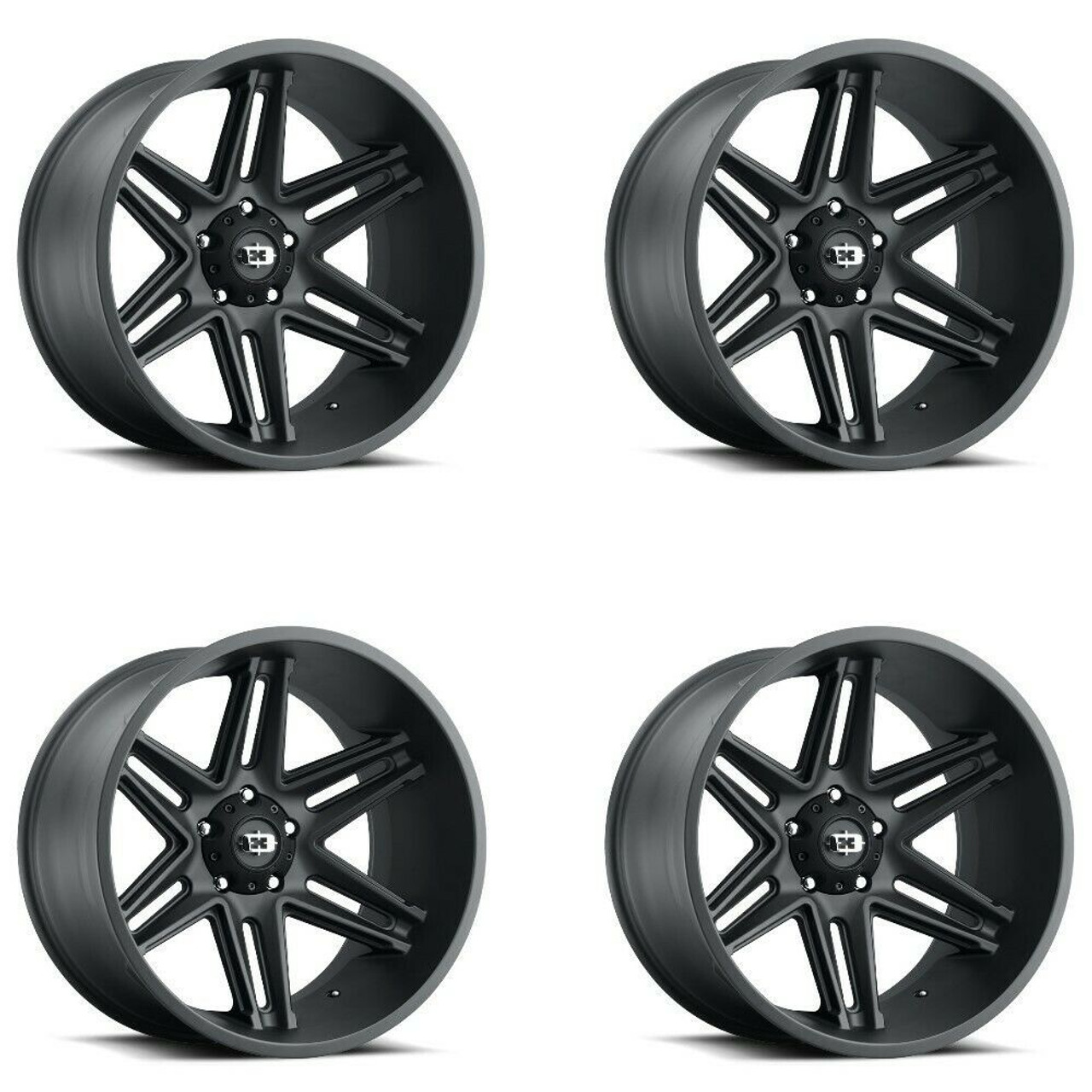 Set 4 20" Vision Off-Road 363 Razor Satin Black Wheels 20x12 8x180 Rims -51mm