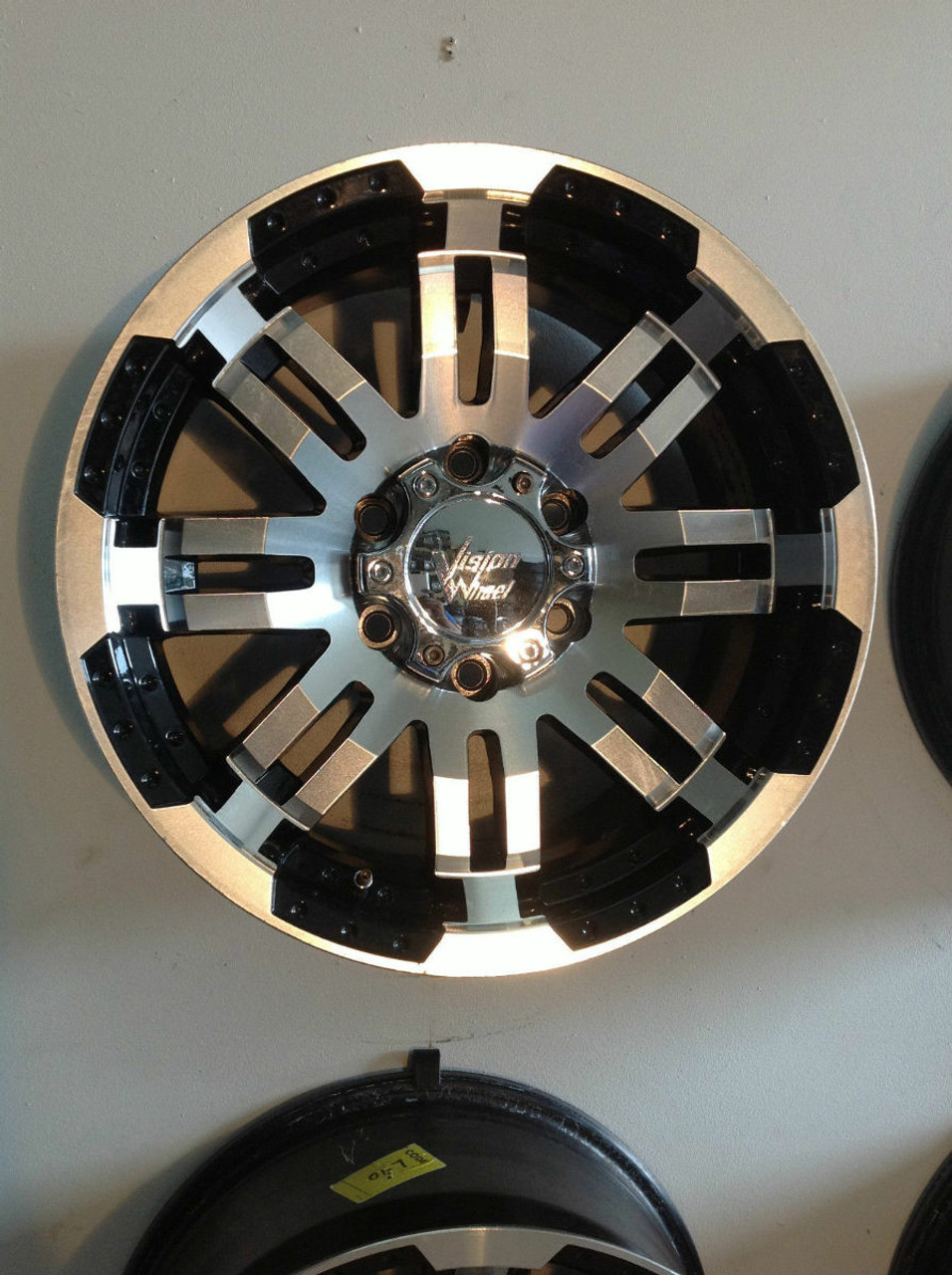 15" Vision 375 Warrior Gloss Black Machined Face Wheel 15x7.5 6x5.5 Rim -12mm