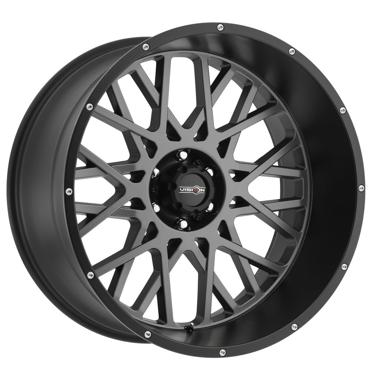 Set 4 20" Vision 412 Rocker Anthracite Satin Black Lip Wheels 20x12 8x180 -51mm