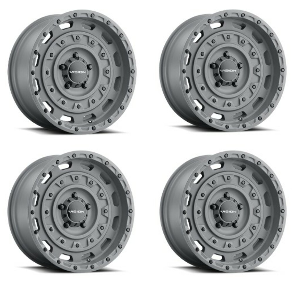 Set 4 18" Vision Off-Road 403 Tactical Thrashed Gun Metal 18x9.5 6x5.5 Rim -18mm