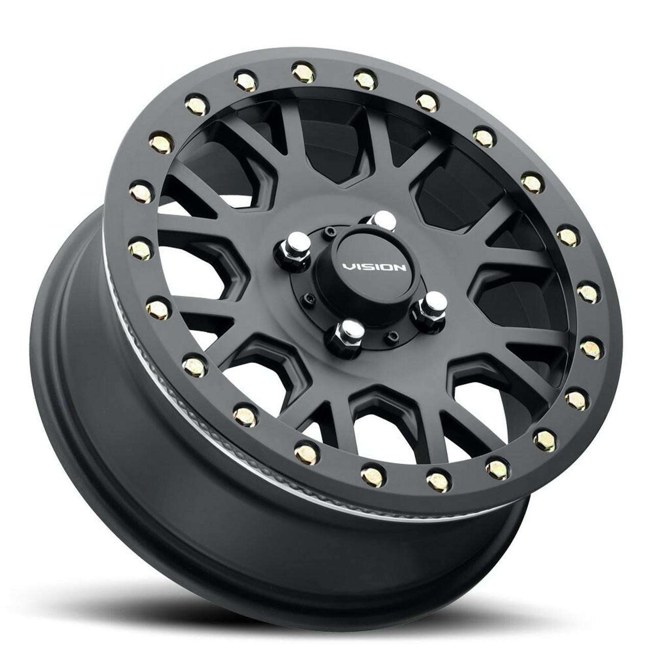 Set 4 15" Vision ATV GV8 Satin Black Wheels 15x6 4x136 Rims 38mm