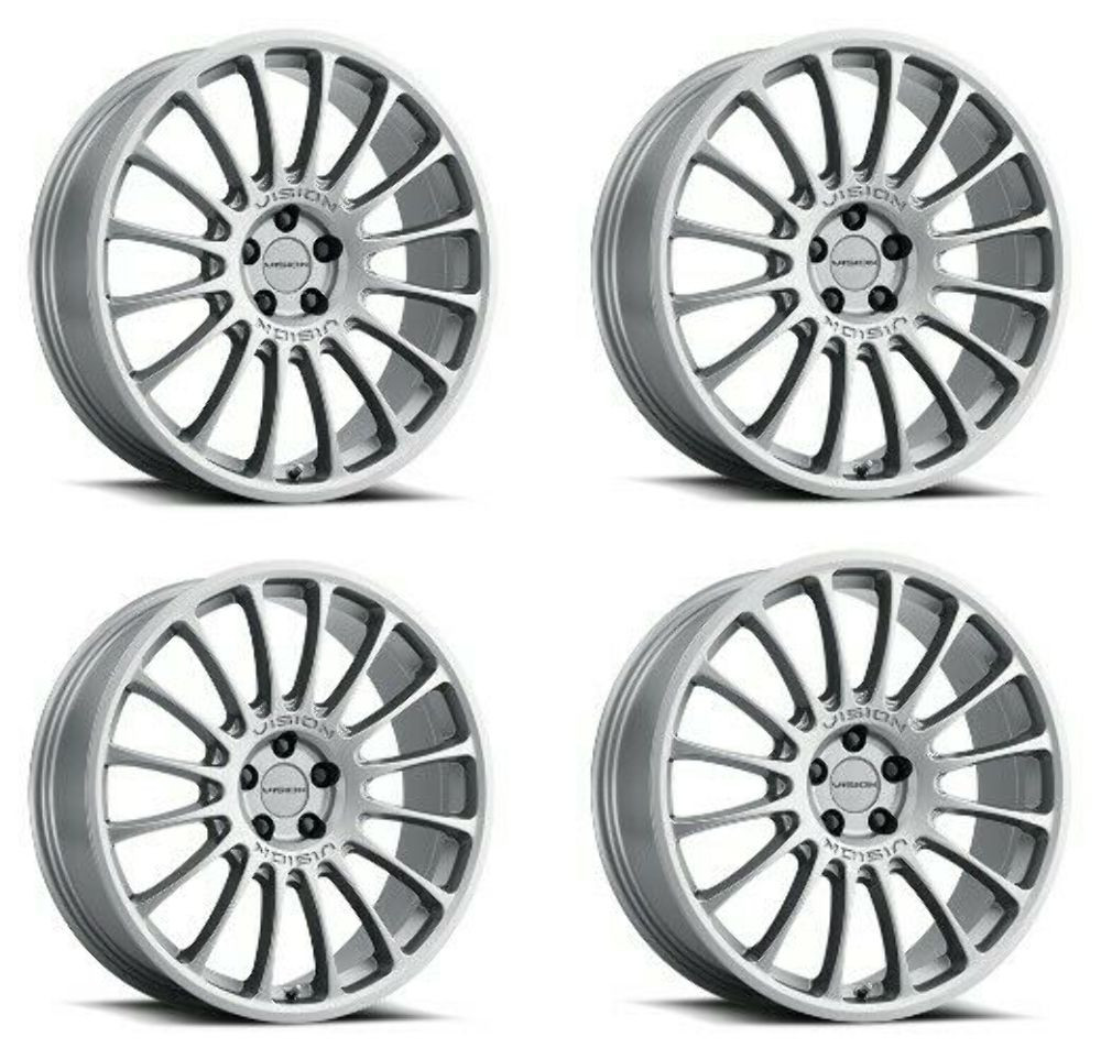 Set 4 17" Vision Street 477 Monaco Graphite Wheels 17x8 5x4.5 Rims 38mm