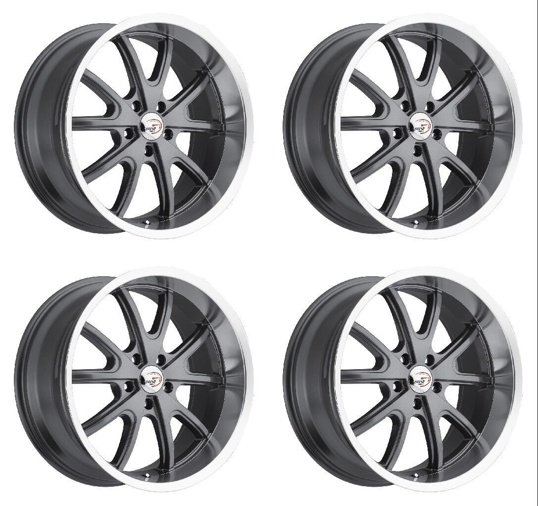 Set 4 20" Vision Muscle 143 Torque Gunmetal Machined Lip Wheels 20x9.5 5x5  0mm