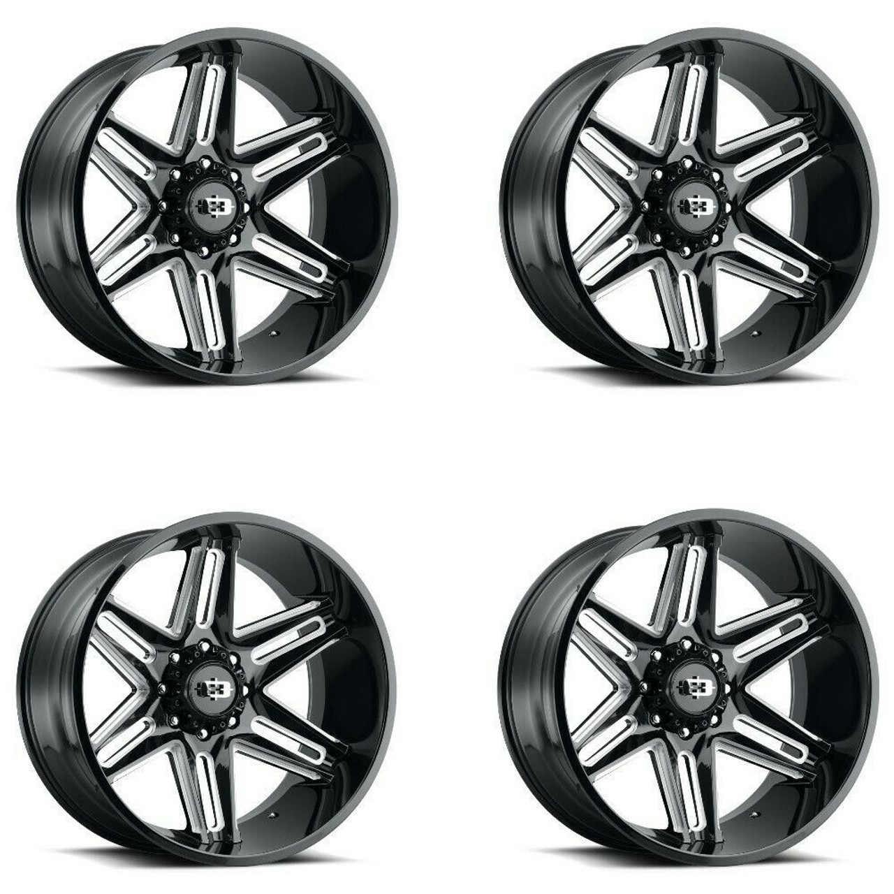 Set 4 22" Vision 363 Razor Gloss Black Milled Spoke Wheels 22x10 8x6.5 Rim -19mm