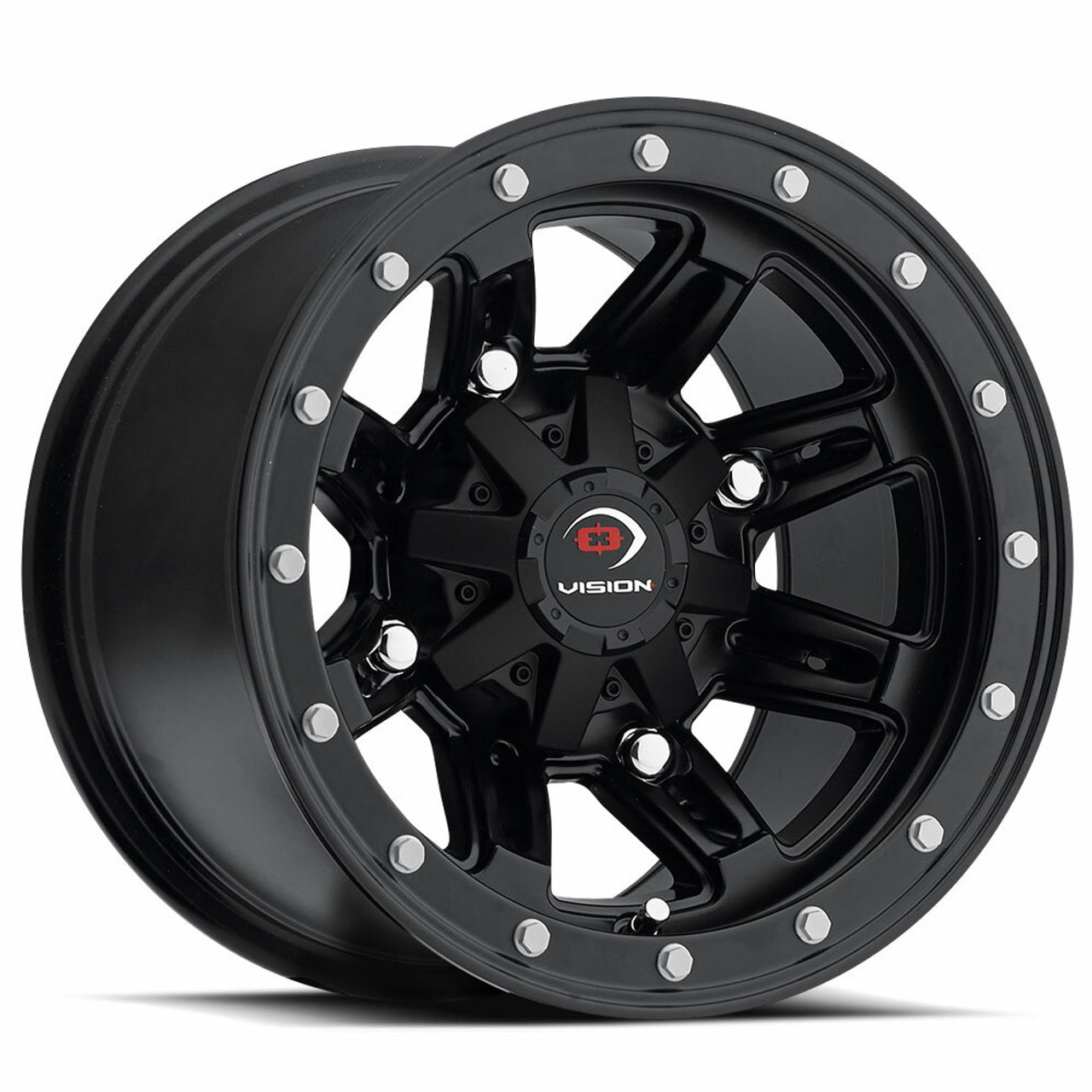12" Vision ATV 550 Five-Fifty Matte Black Wheel 12x8 5x4.5 (5x114.3) Rim -10.2mm